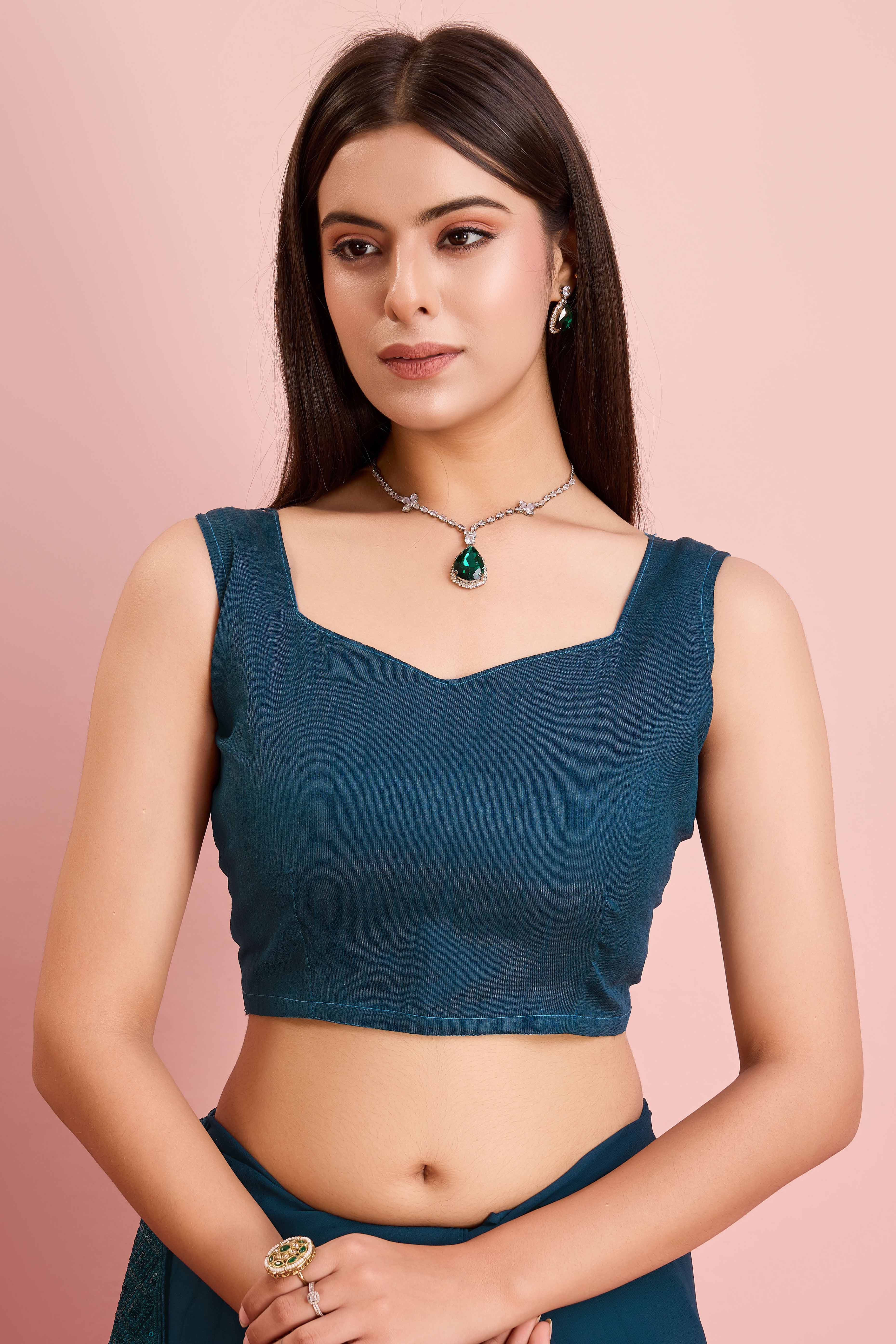 Morpich Blue Sequins Embroidered Georgette Saree