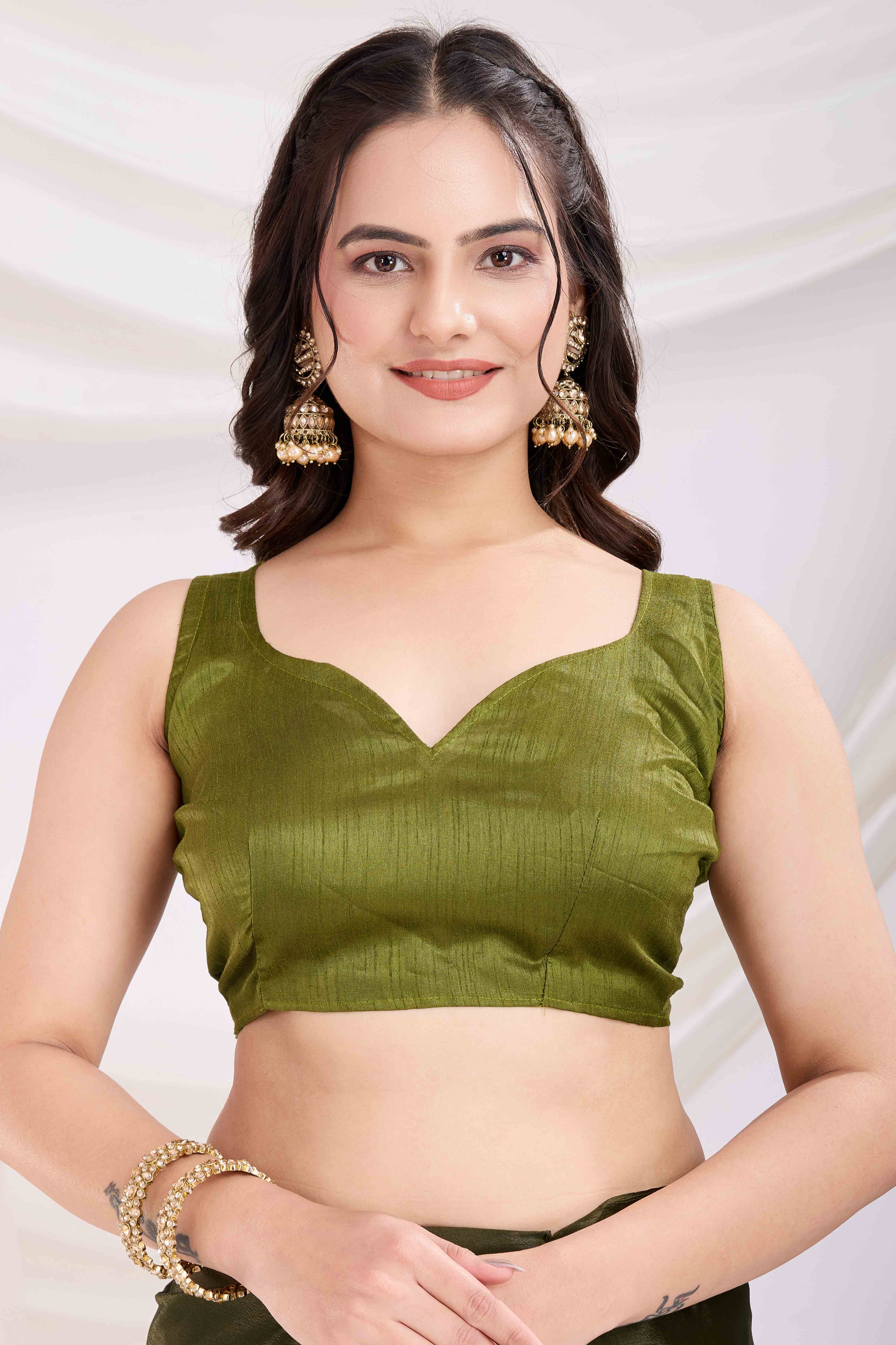 Mehendi Green Floral Swarovski Work Rangoli Art Silk Ready To Wear Saree