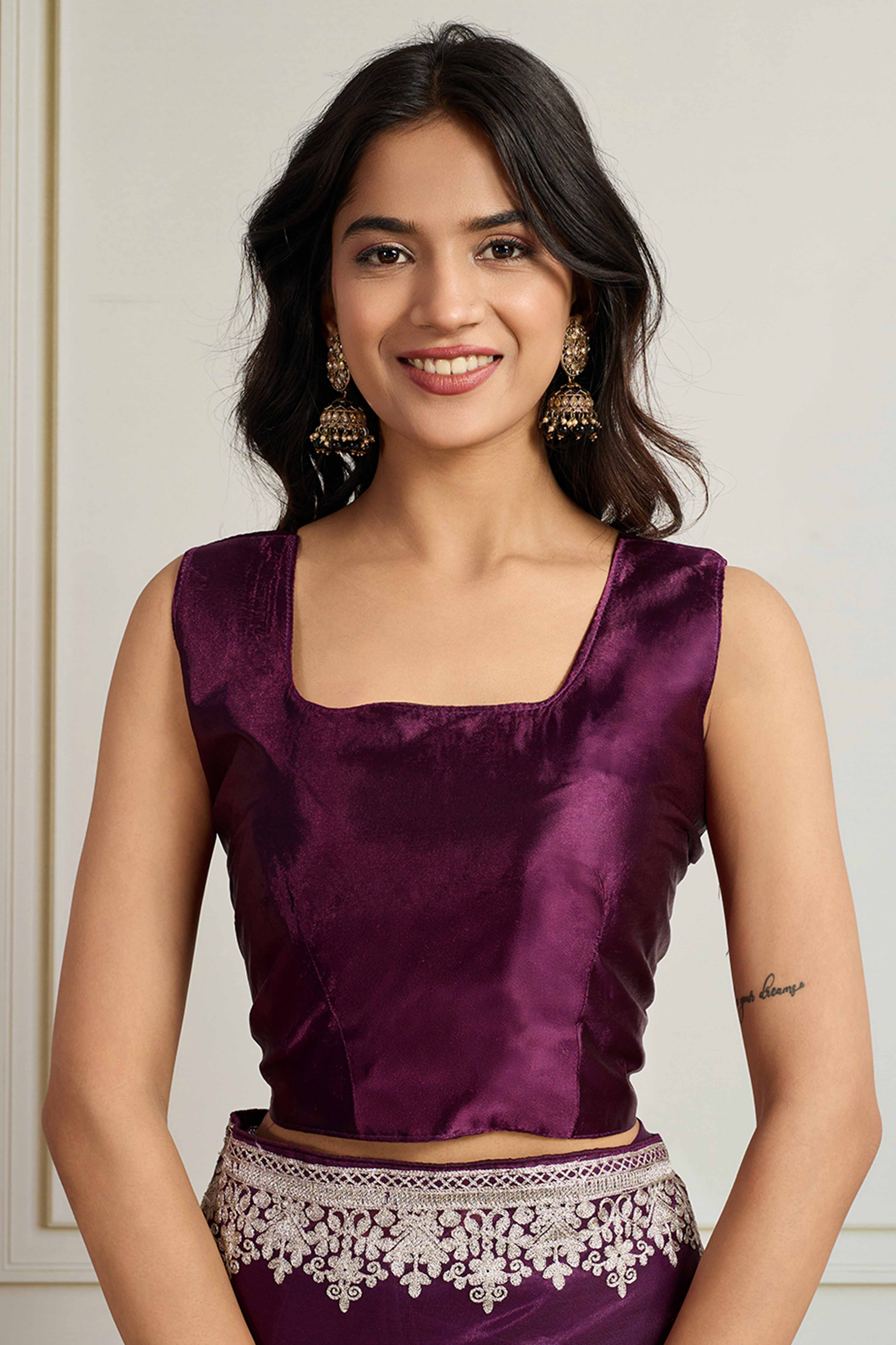 Stylish Purple Twill Net Saree Crafted With Floral Cording & Sequins Embroidery Work