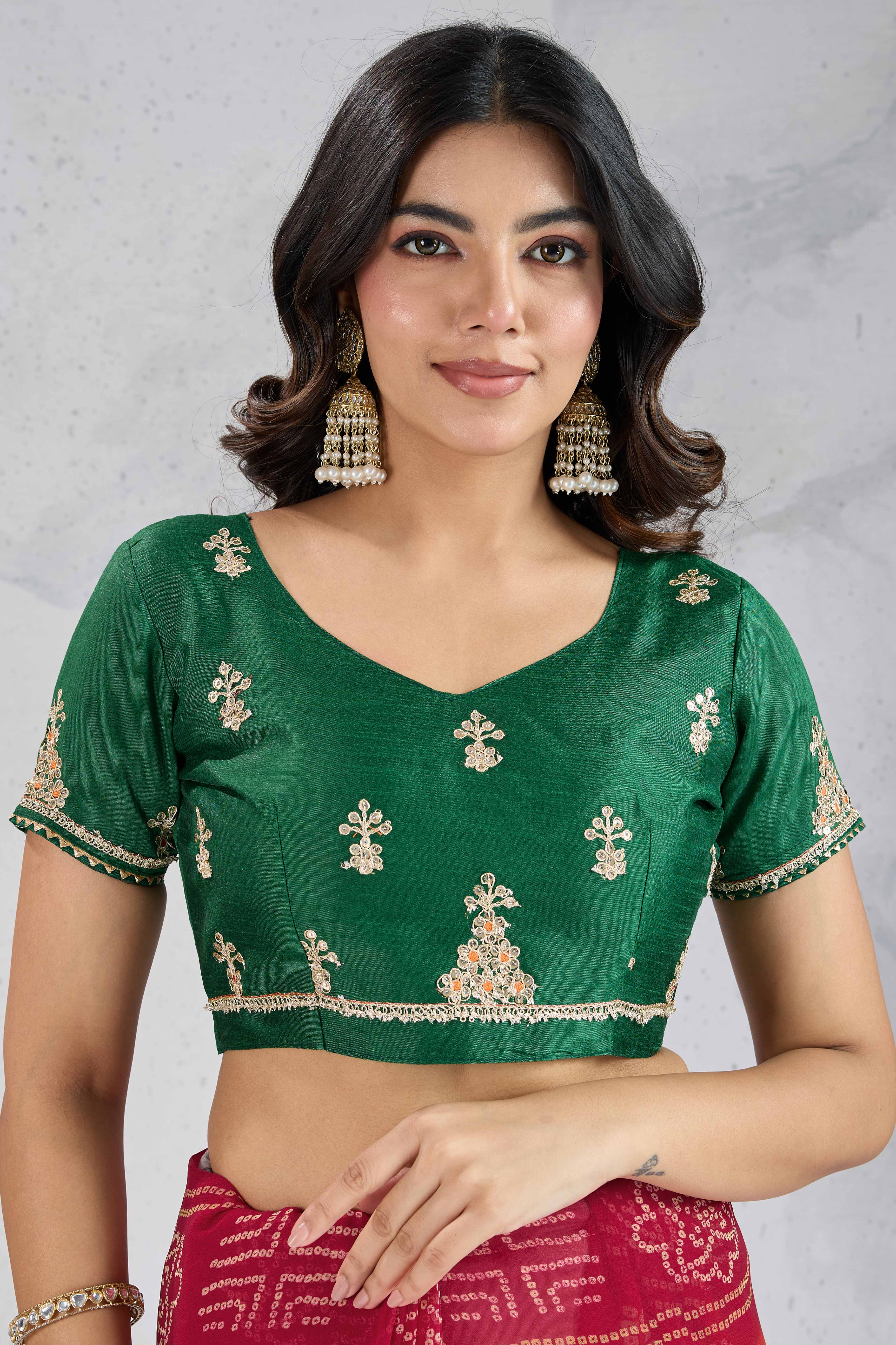 Traditional Bandhani Orange Georgette Saree with Fine Embroidery