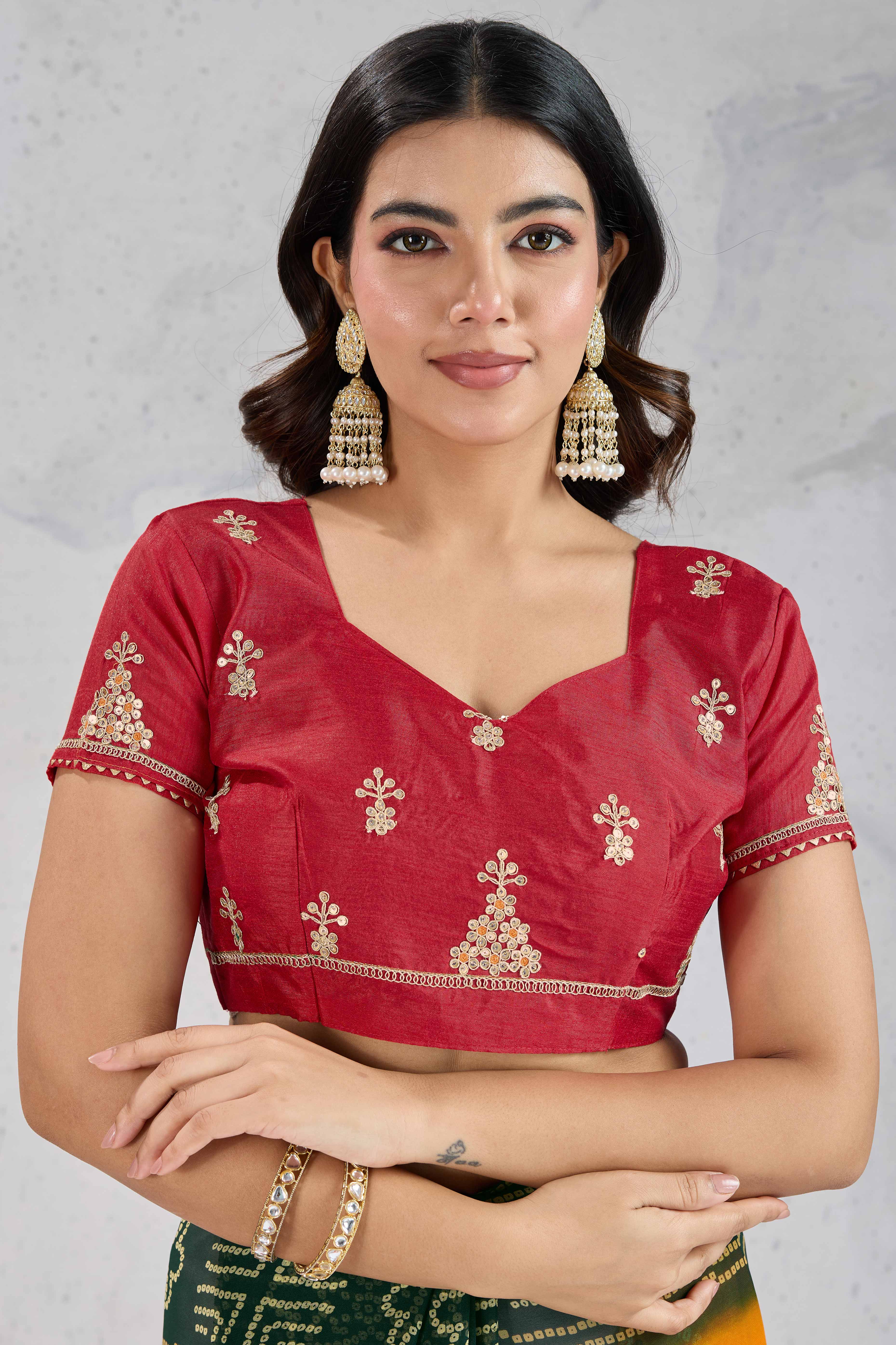 Traditional Bandhani Mustard Georgette Saree with Fine Embroidery