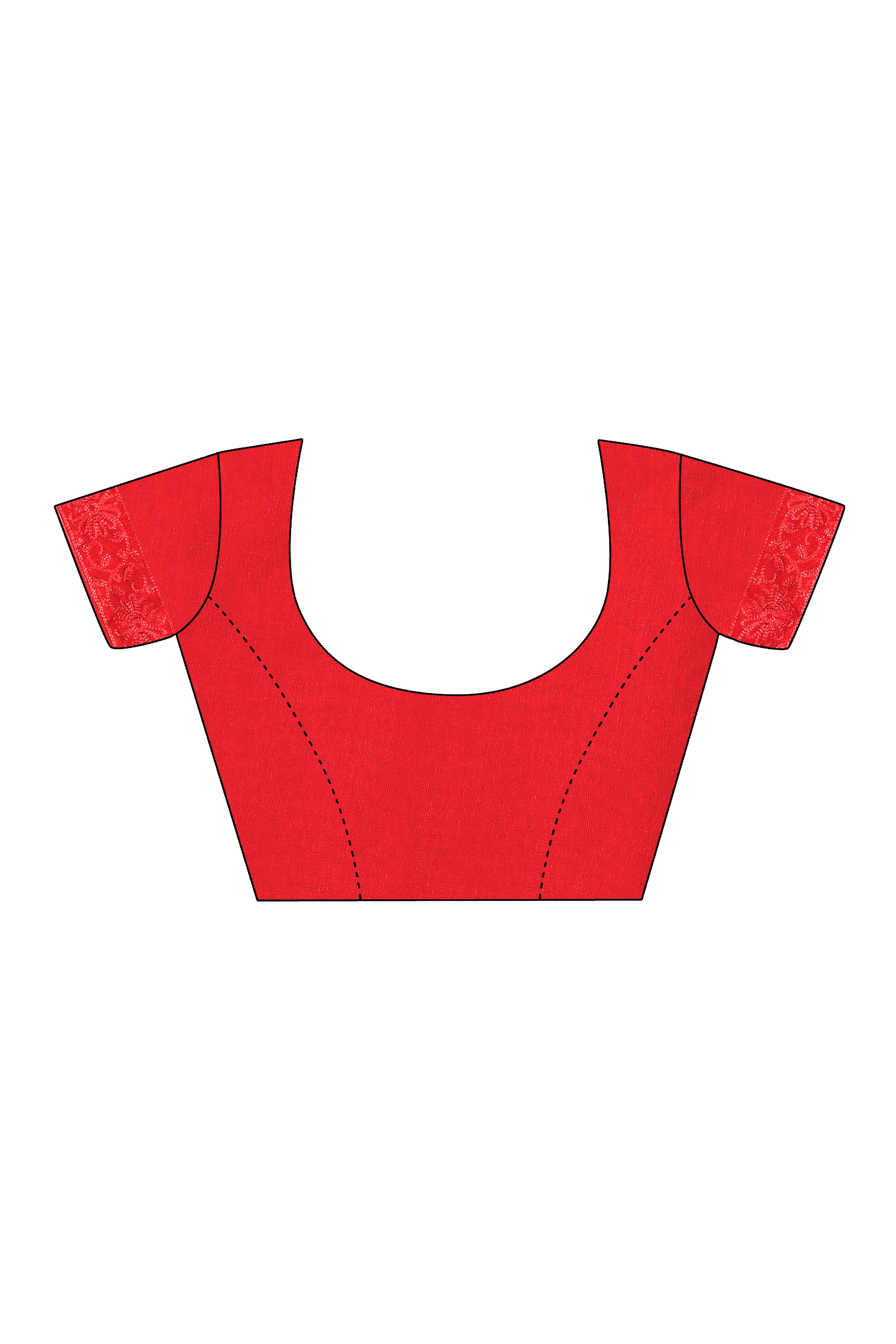 Red Party Wear Net Saree Featuring Rich Floral Embroidery