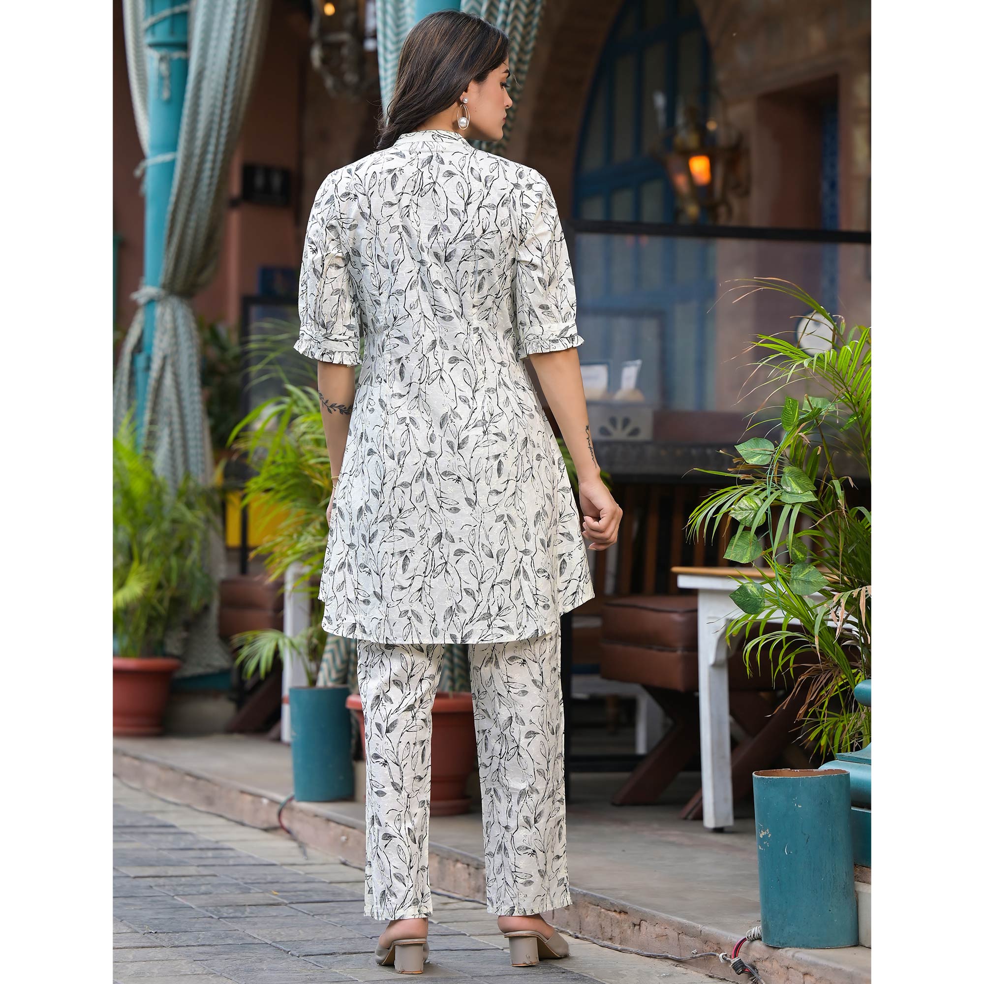 White Printed Pure Cotton Co-Ord Set