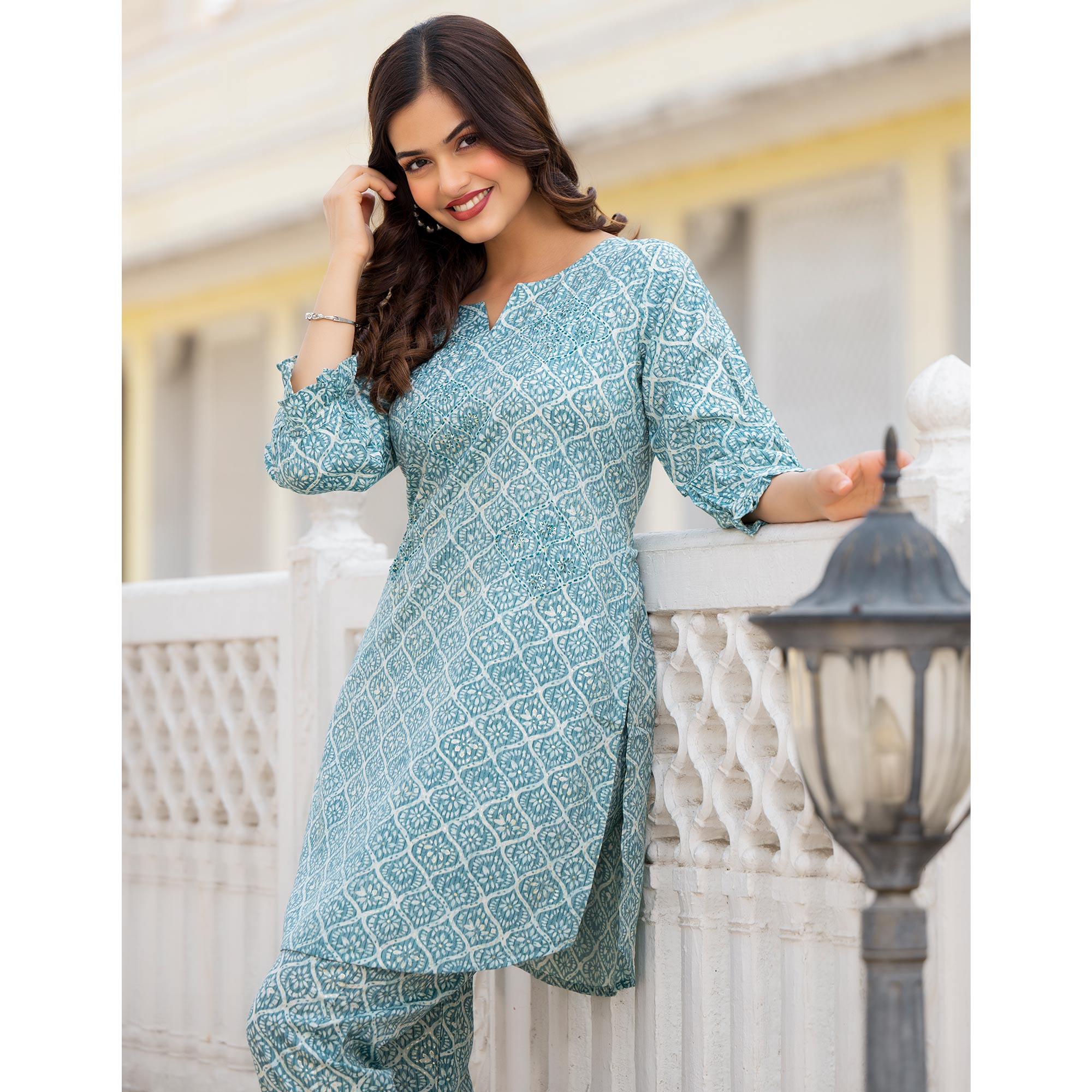 Pine Green Floral Printed Rayon Co-Ord Set