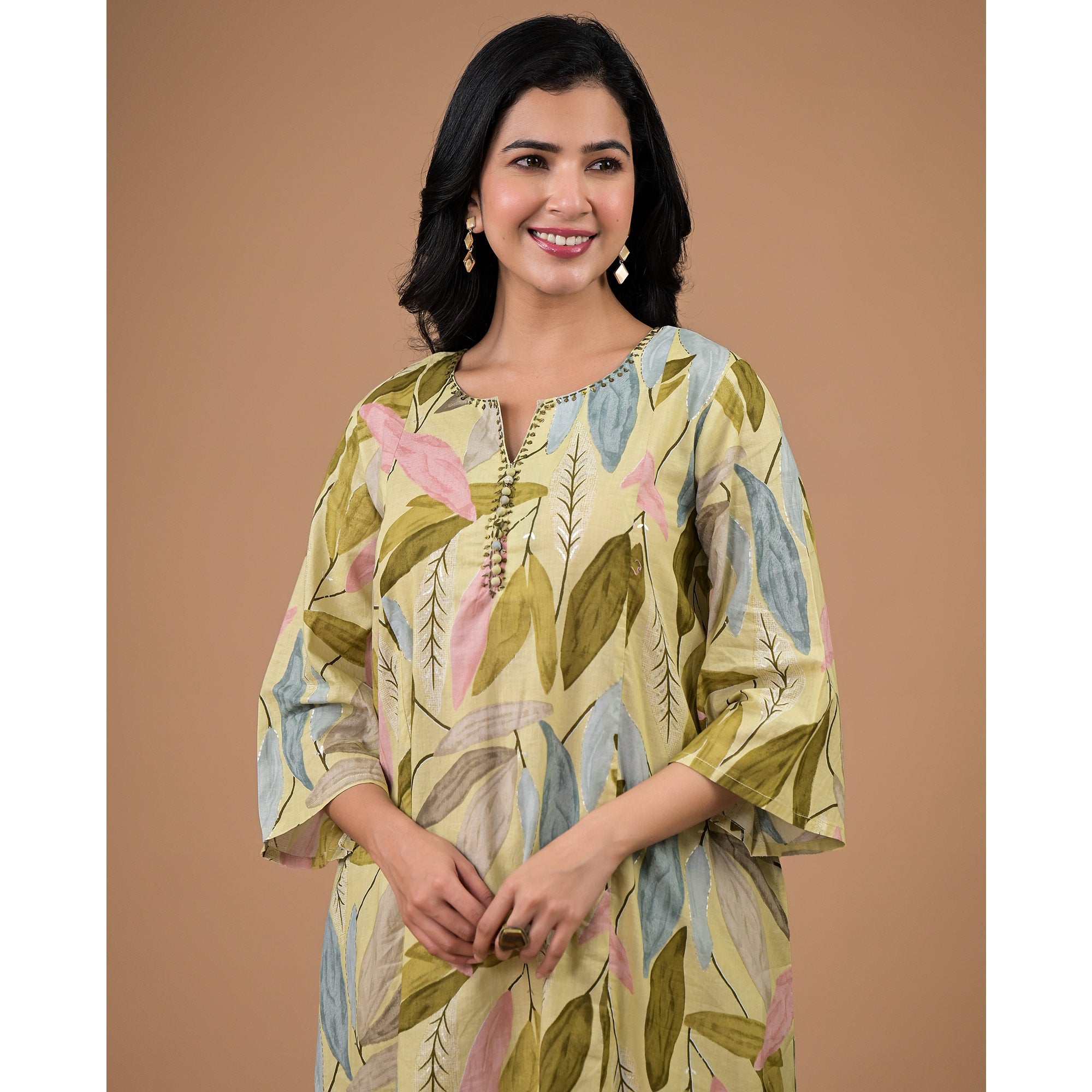 Green Printed Pure Cotton Co-ord Set