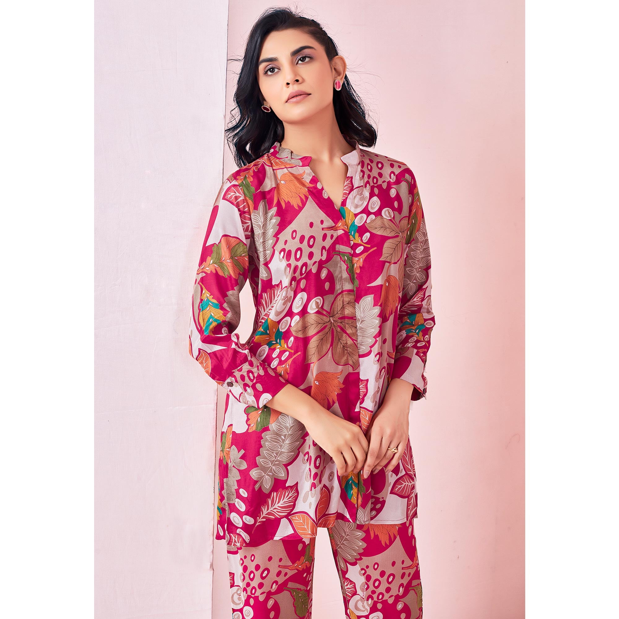 Rani Pink Printed Muslin Co-Ord Set