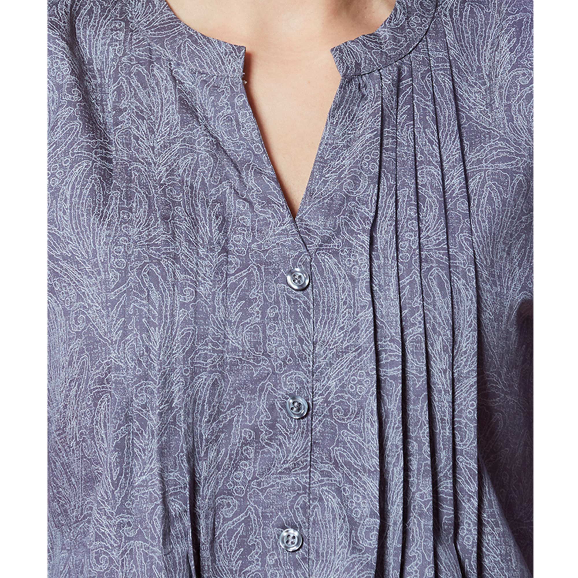 Grey Printed Pure Cotton A-Line Top