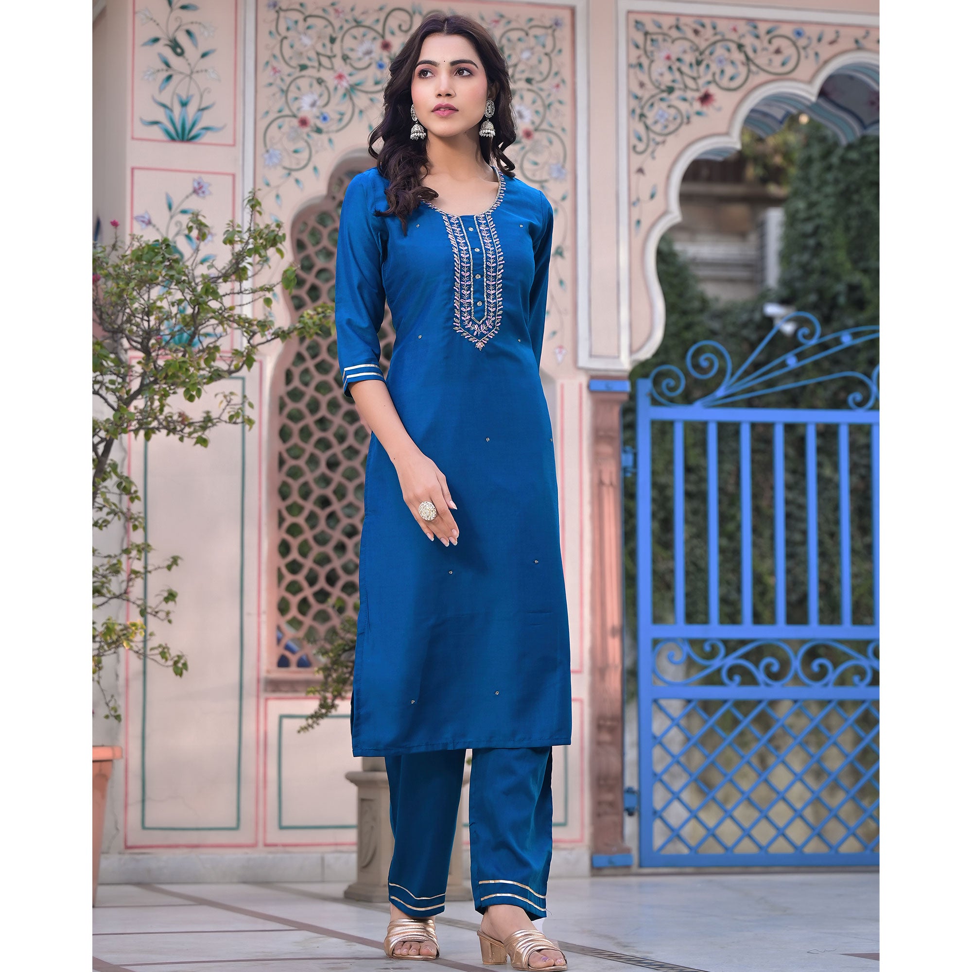 Morpich Embroidered Chinon Salwar Suit With Handcrafted