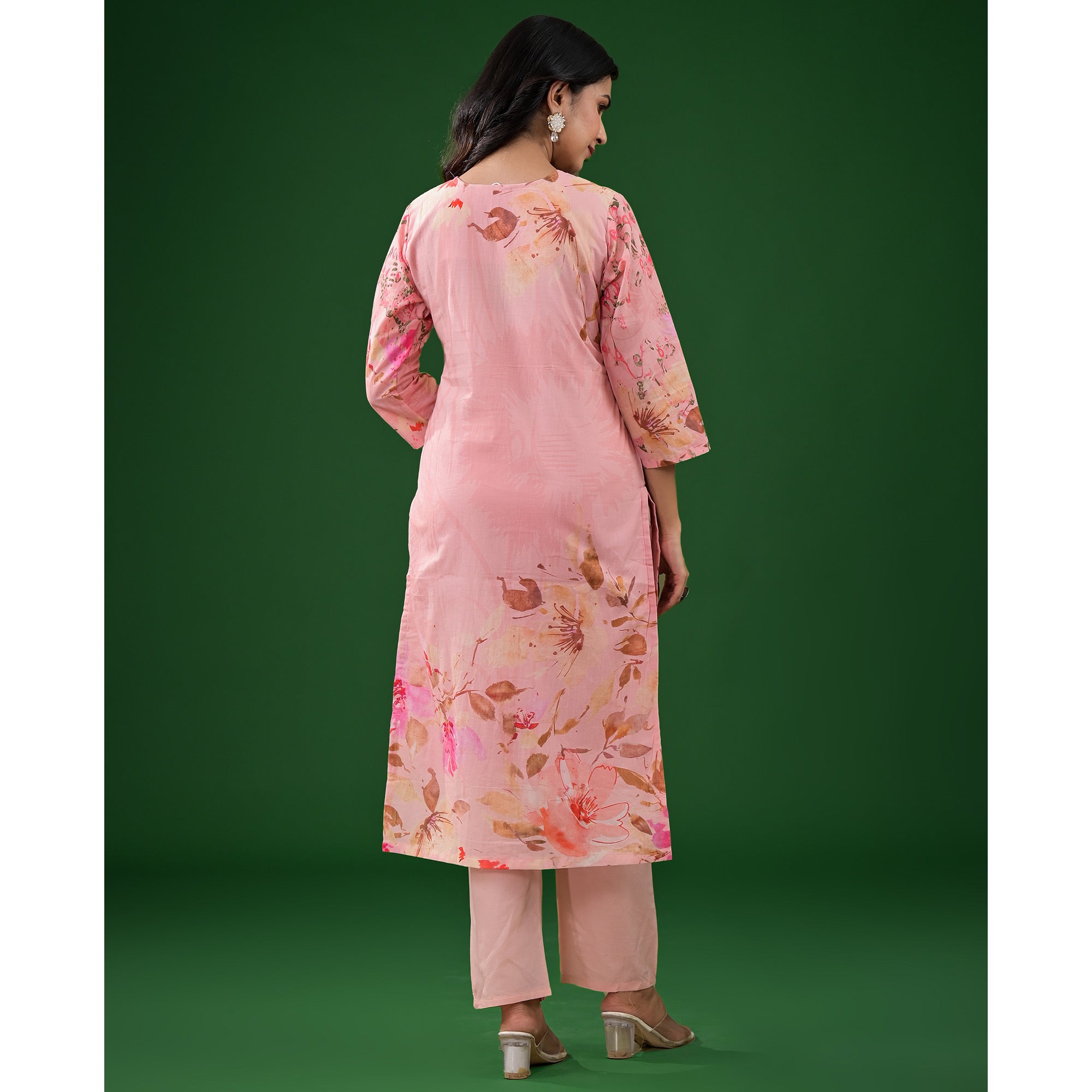 Pink Floral Printed Pure Cotton Salwar Suit