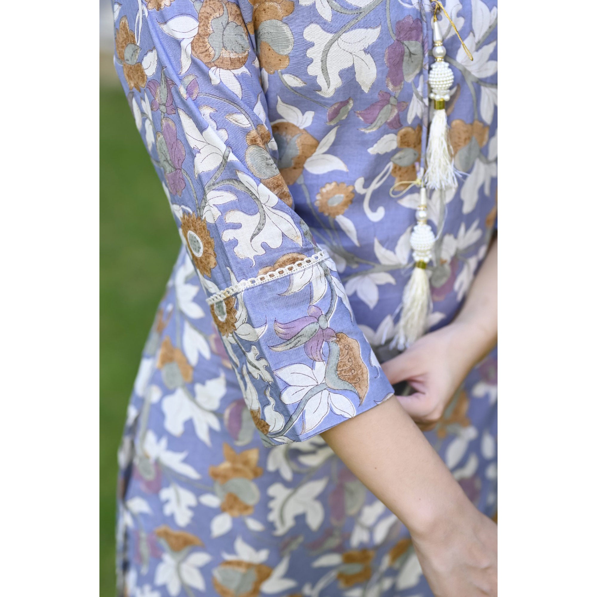 Purple Floral Printed Pure Cotton Kurti