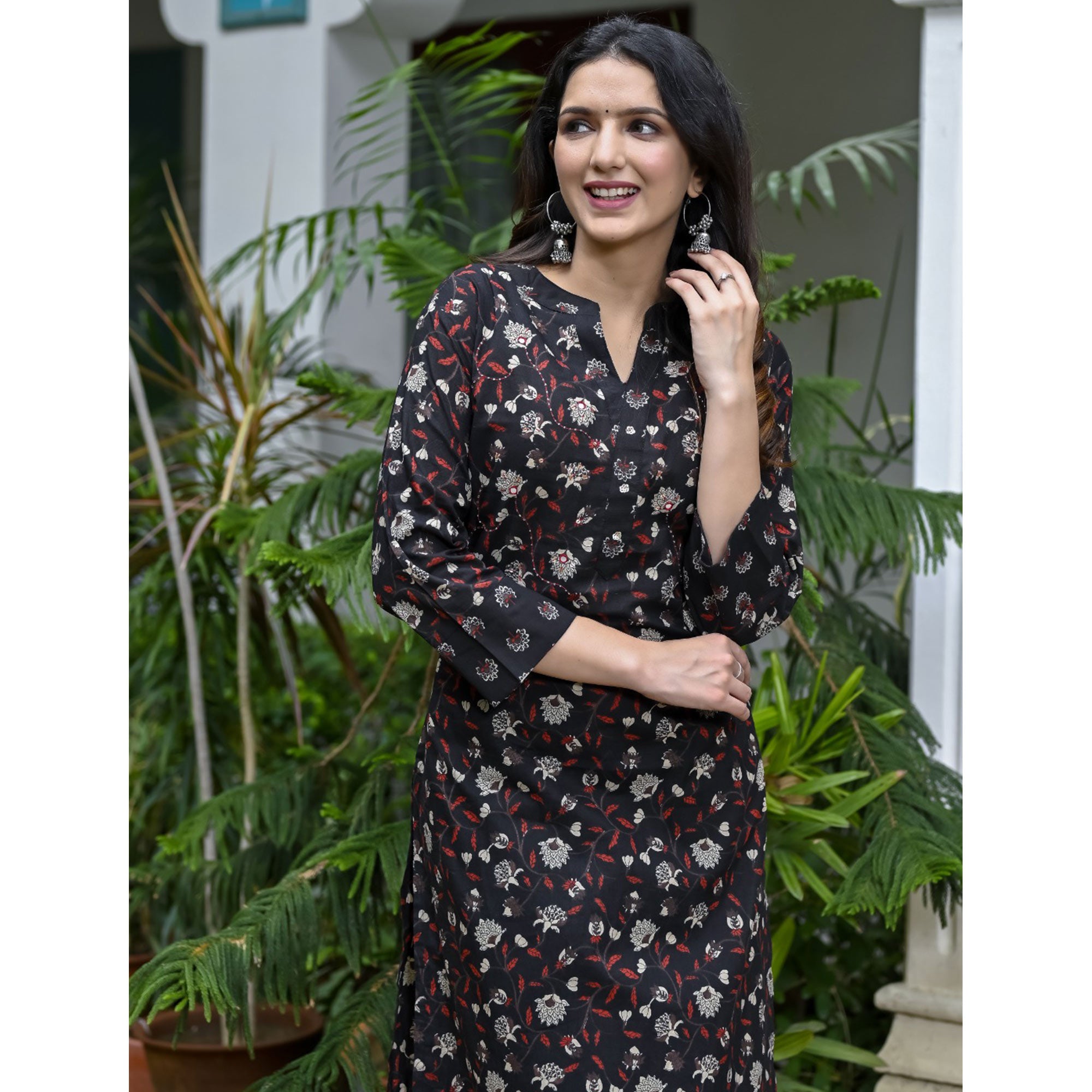 Premium Quality Fabric Black Kurti Pant Dupatta | Cotton Blend Kurti Pant  For Women With Dupatta