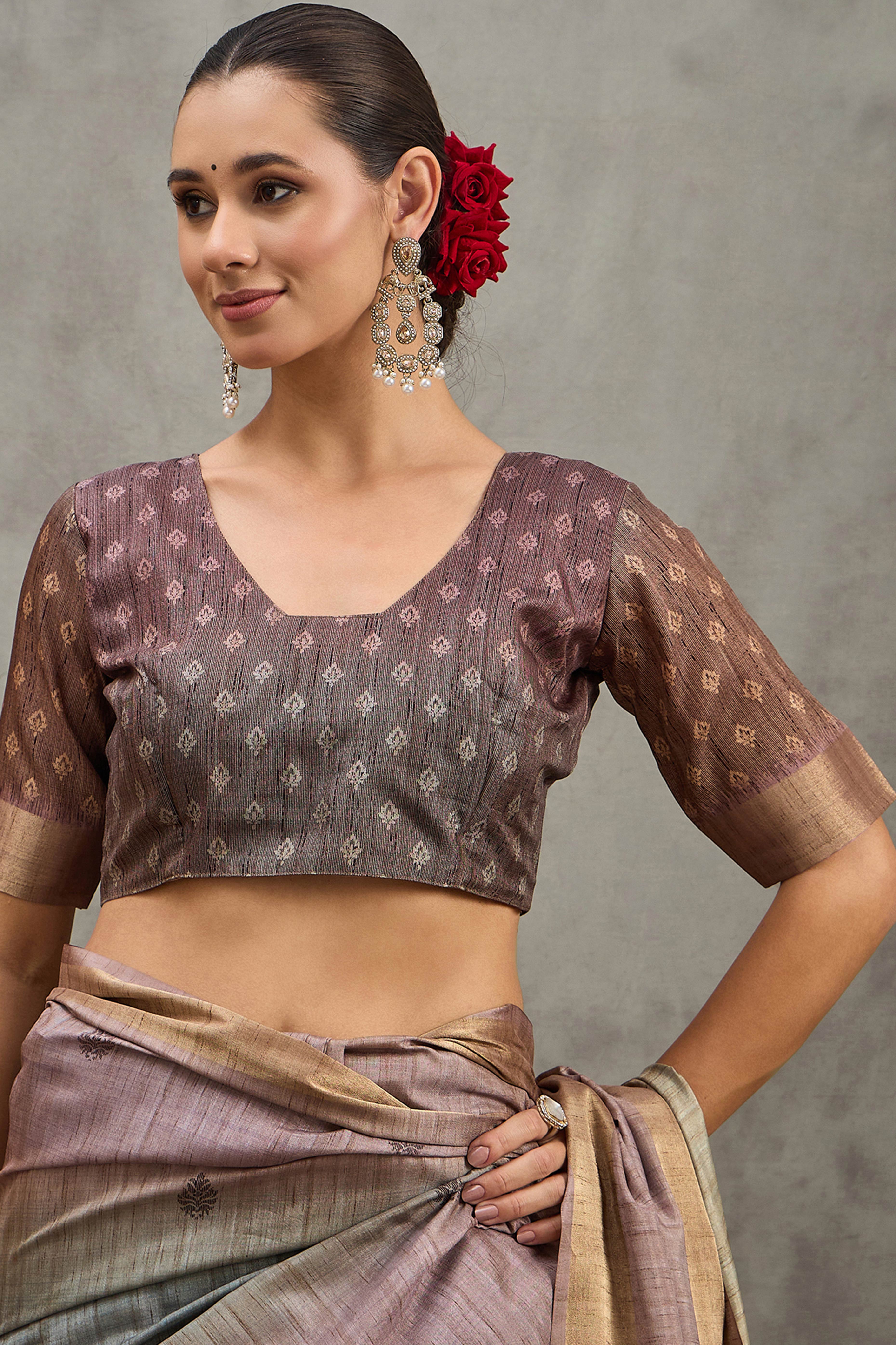 Lavender Festive Wear Art Silk Saree Featuring Intricate Floral Weaving