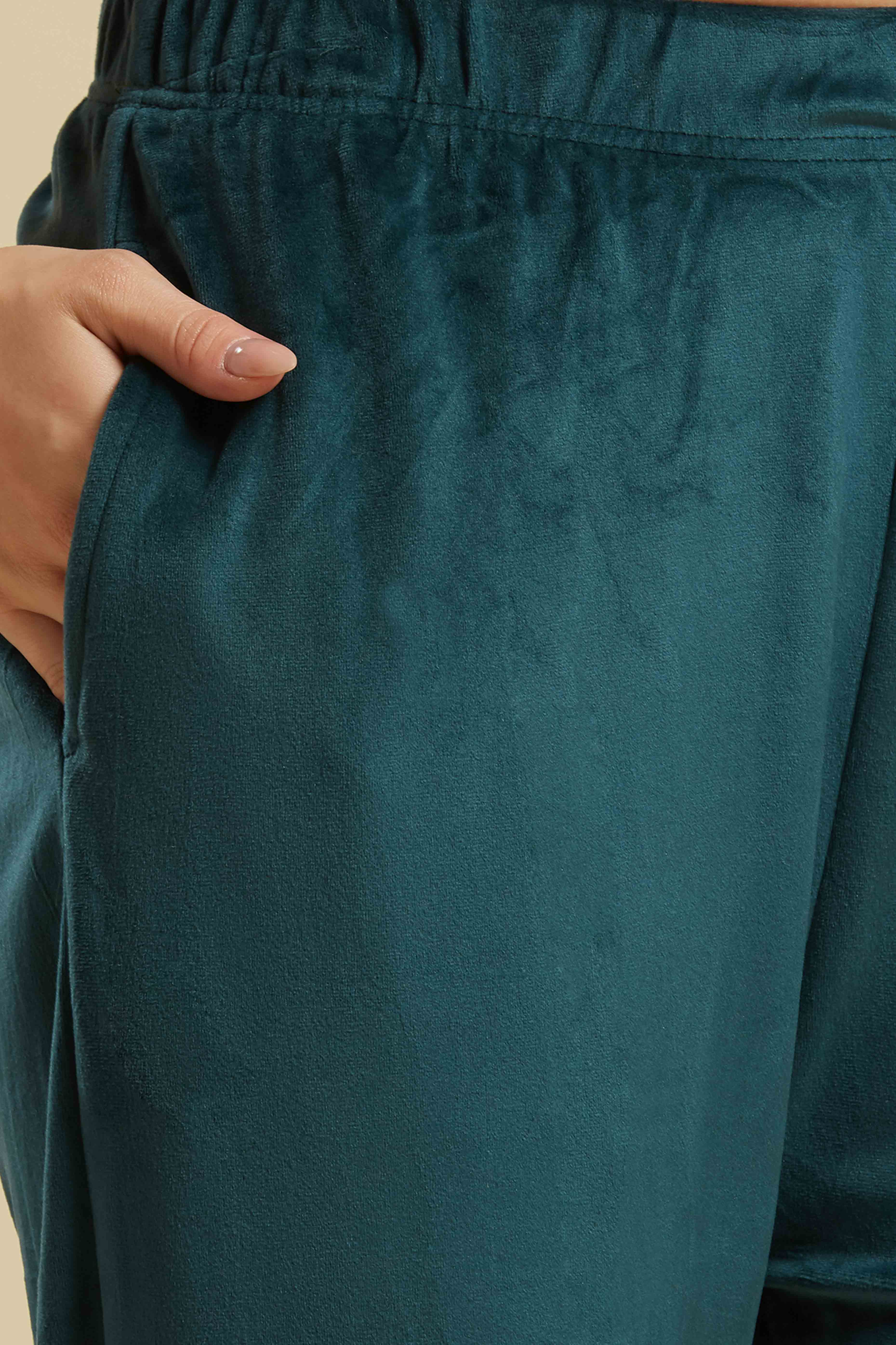 Rama Blue Embroidered Velvet Straight Salwar Suit