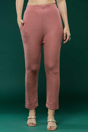 Peach Woven Woolen Straight Salwar Suit