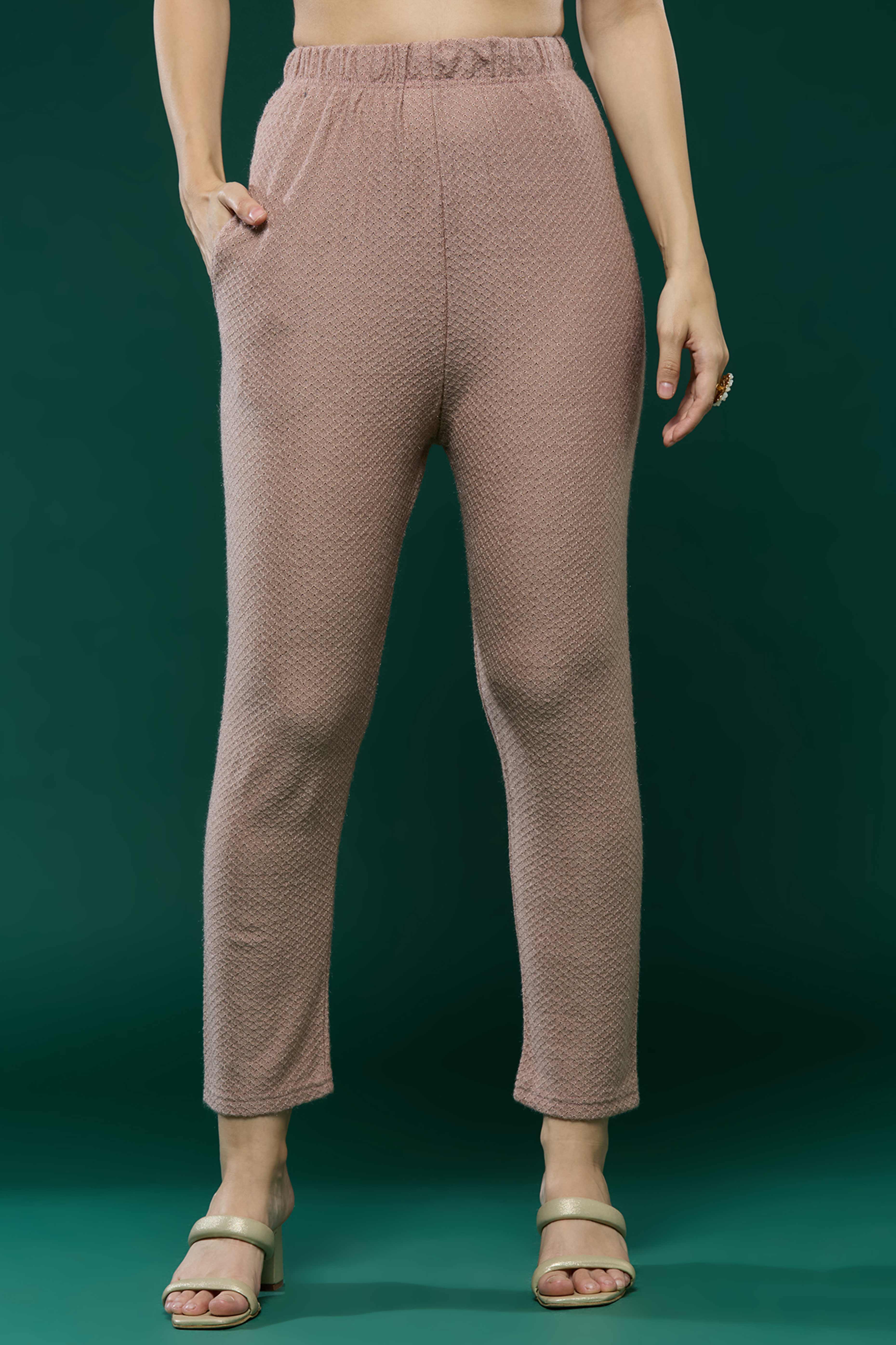 Peach Woven Woolen Straight Salwar Suit