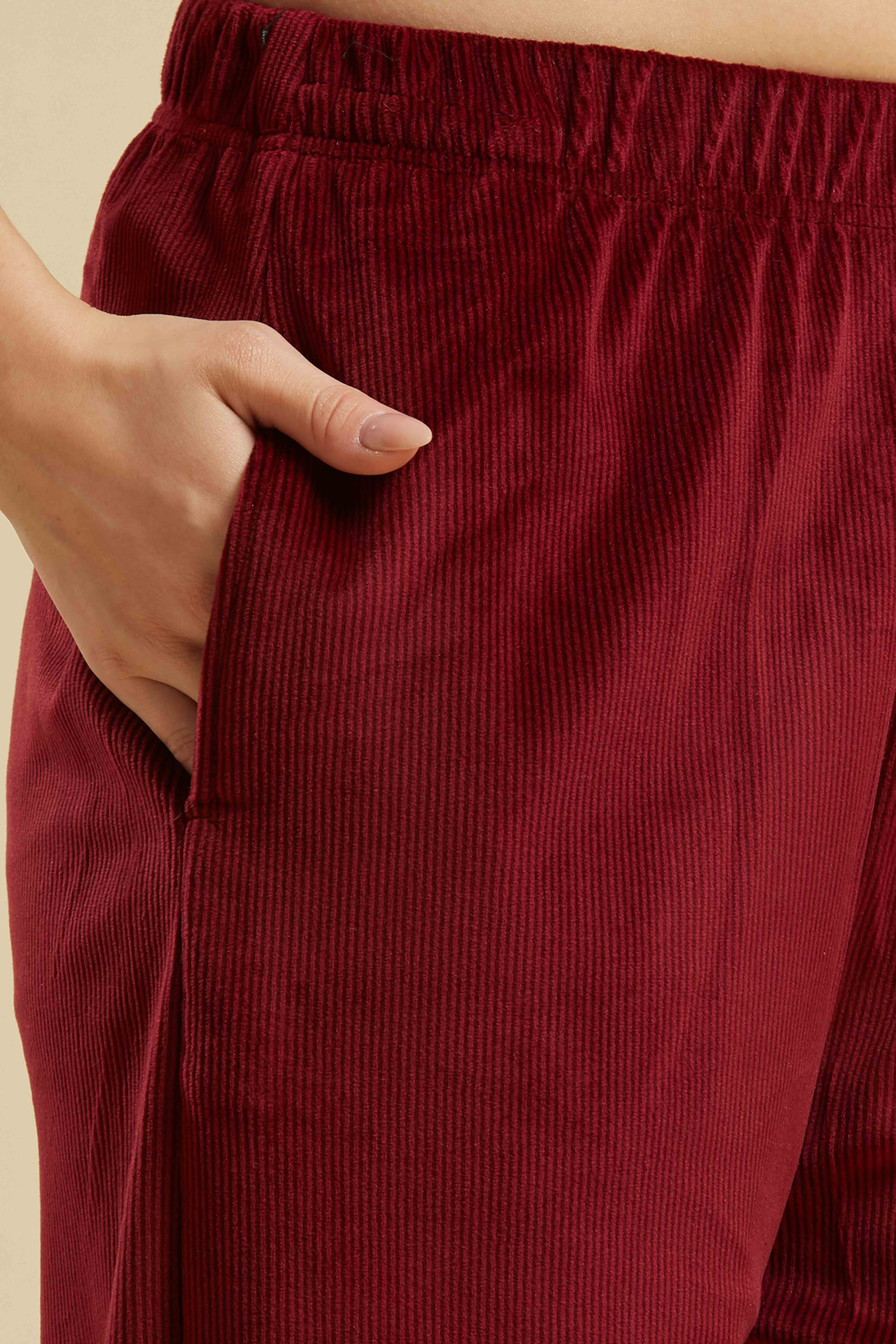 Maroon Embroidered Velvet Straight Salwar Suit