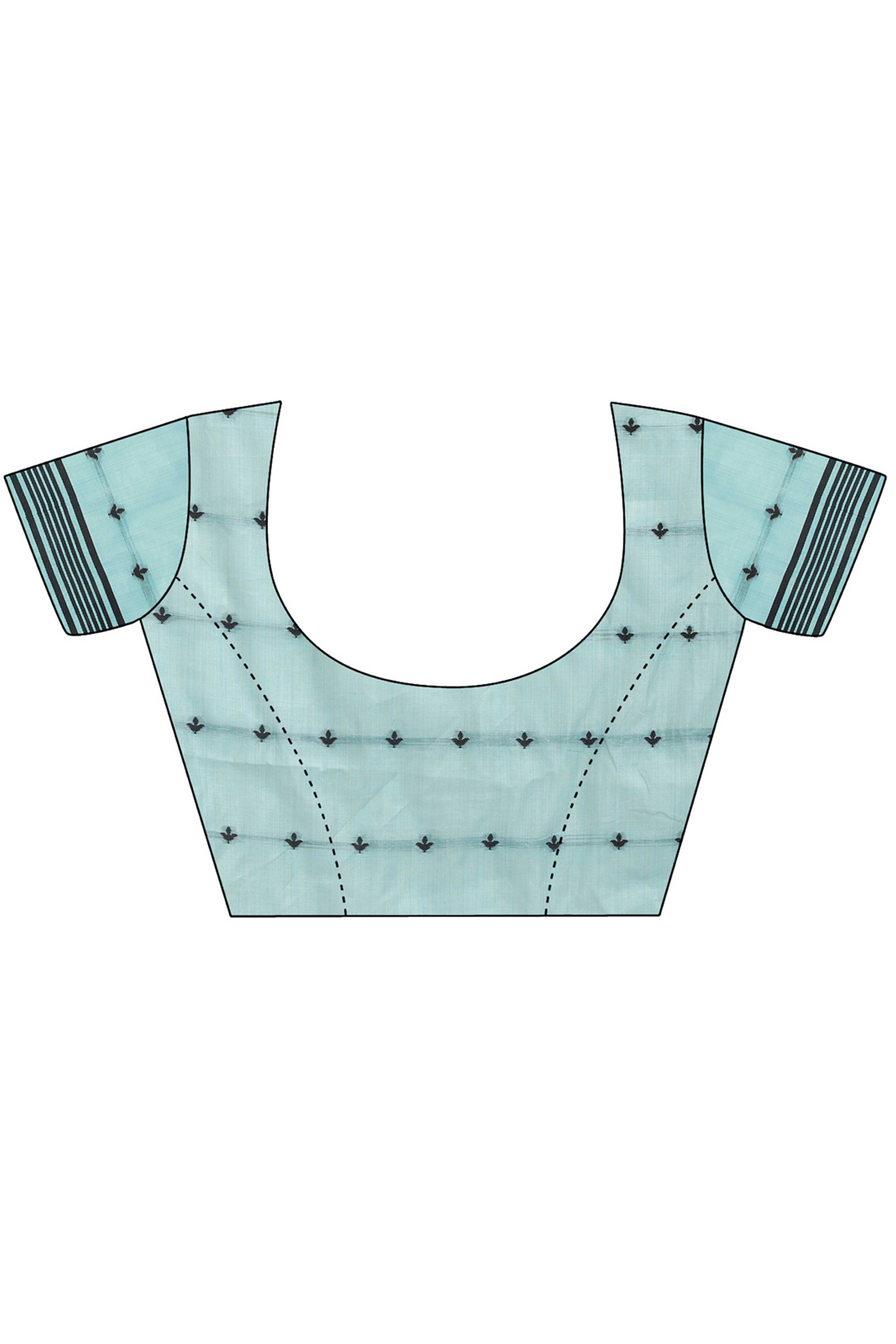 Sea Green Ethnic Saree in a Linen Cotton Blend Adorned with Floral Weave Designs