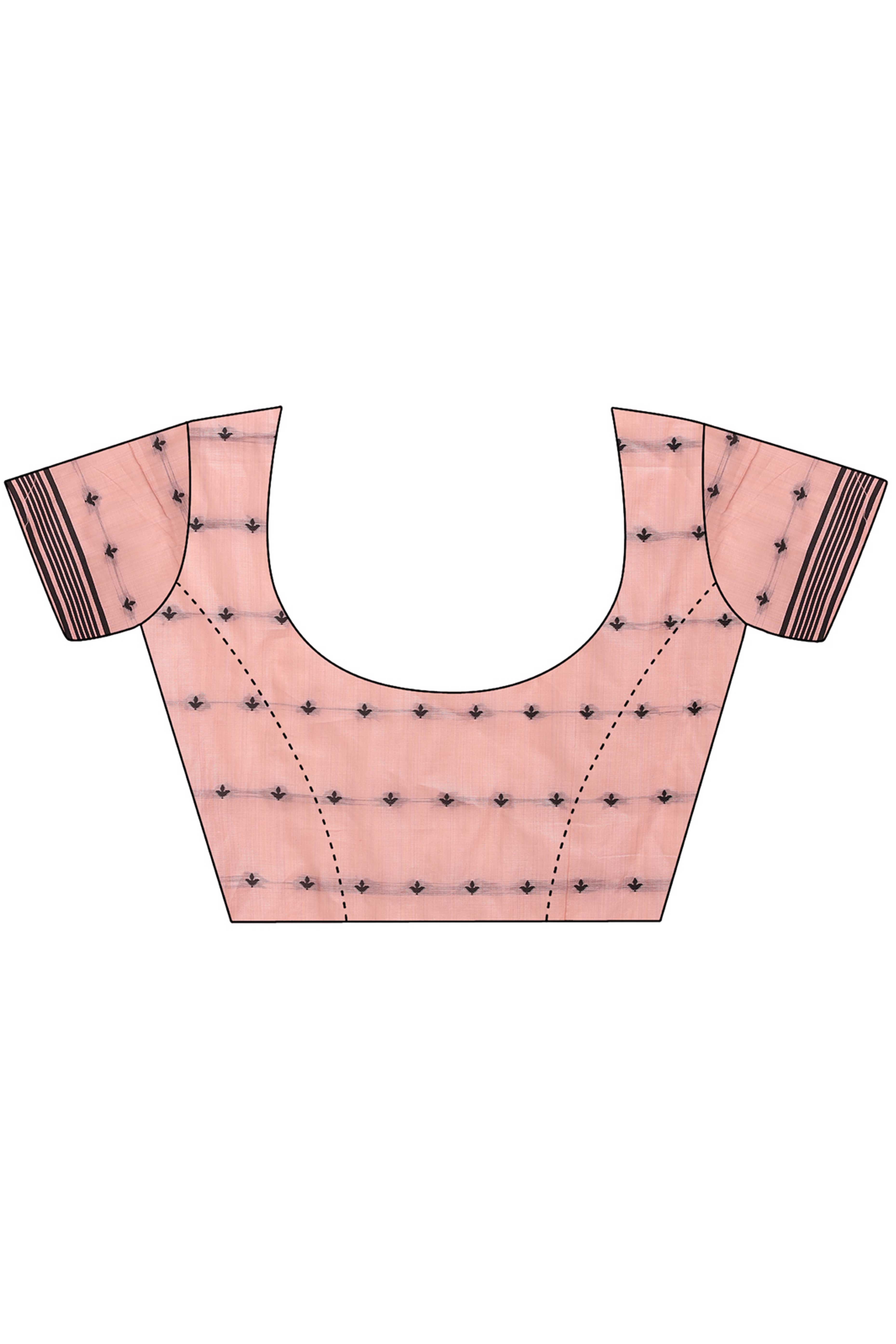 Peach Ethnic Saree in a Linen Cotton Blend Adorned with Floral Weave Designs