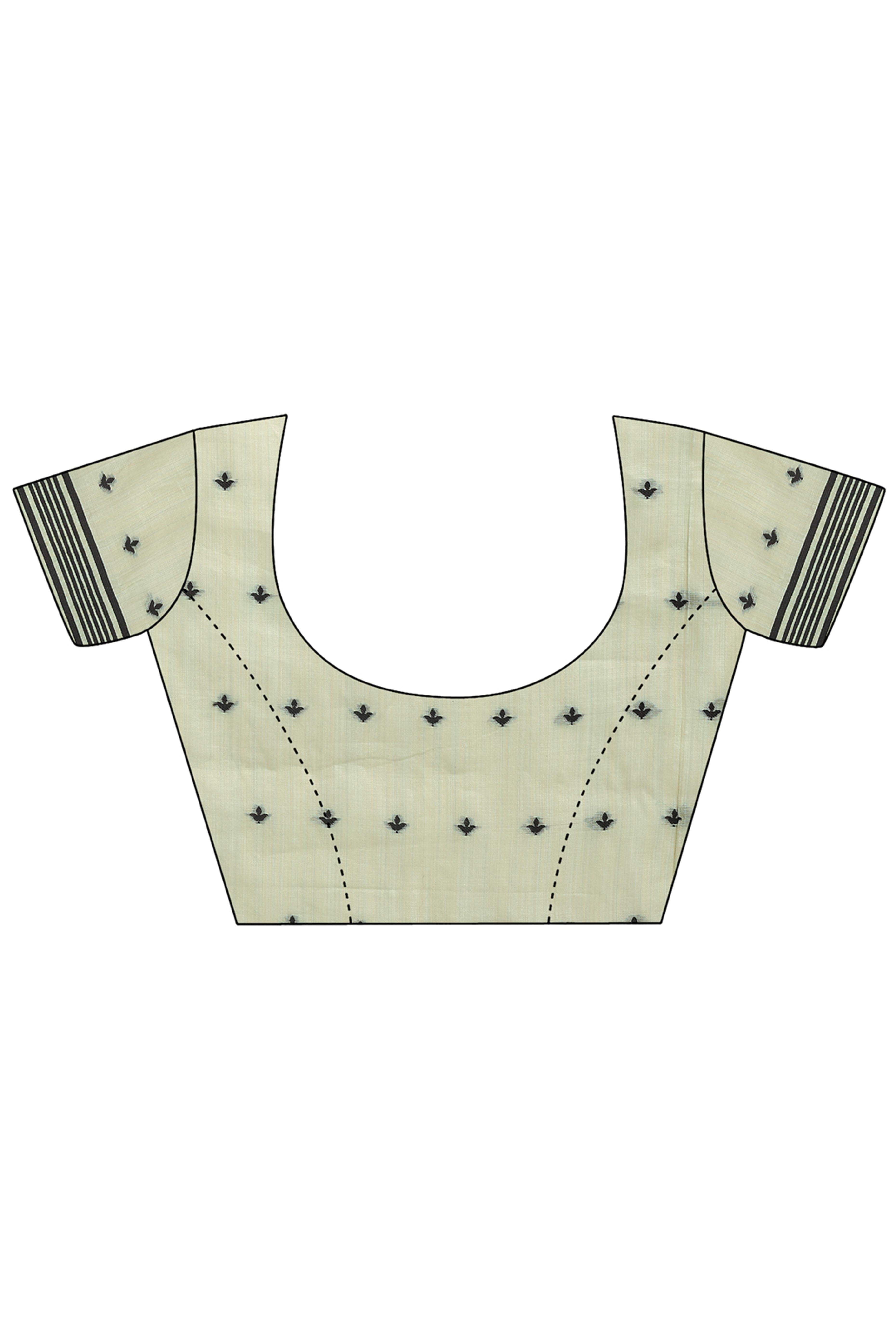 Light Green Ethnic Saree in a Linen Cotton Blend Adorned with Floral Weave Designs