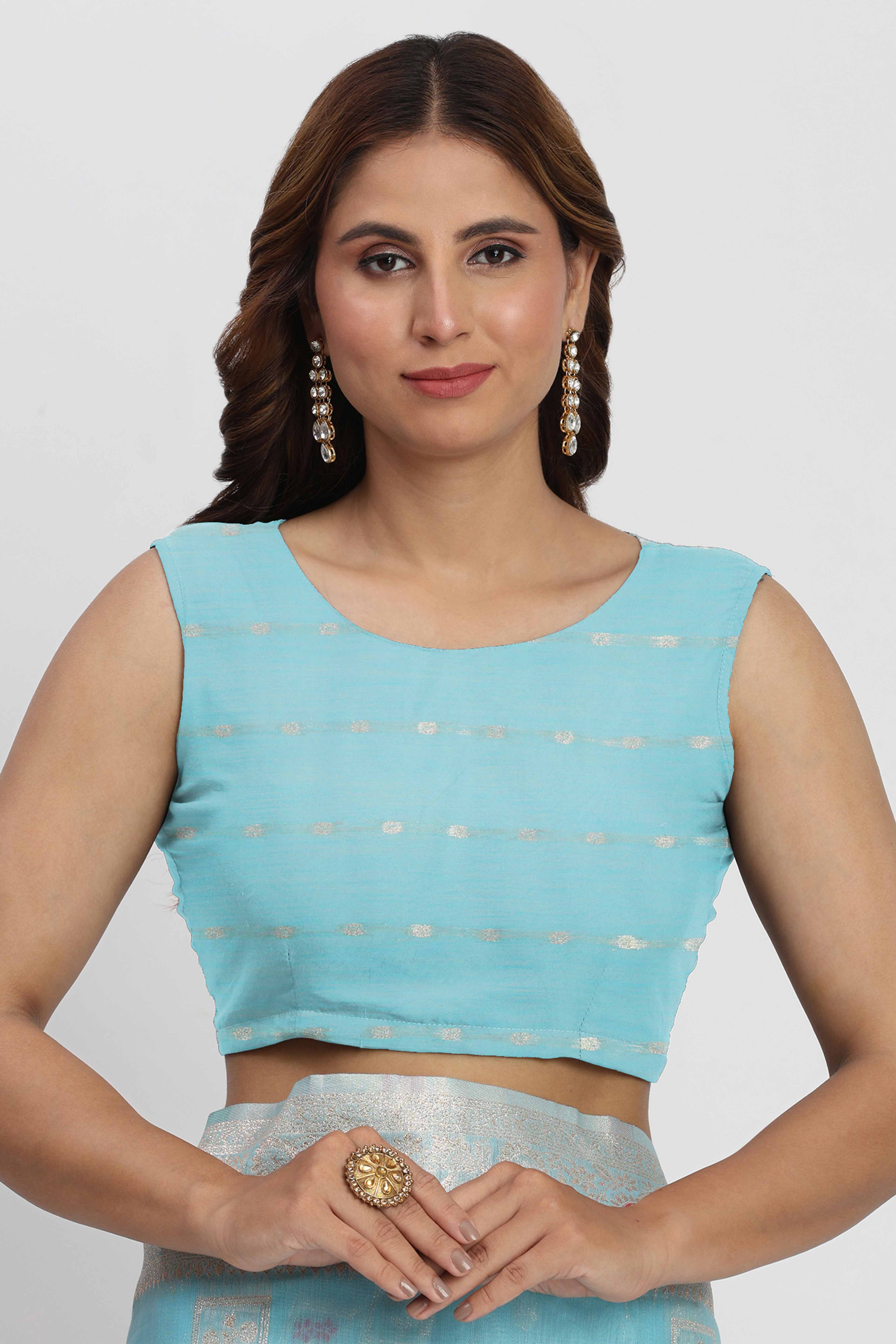 Floral Zari Weaving Brings Regal Beauty To This Sky Blue Linen Cotton Saree With Tassel Accents