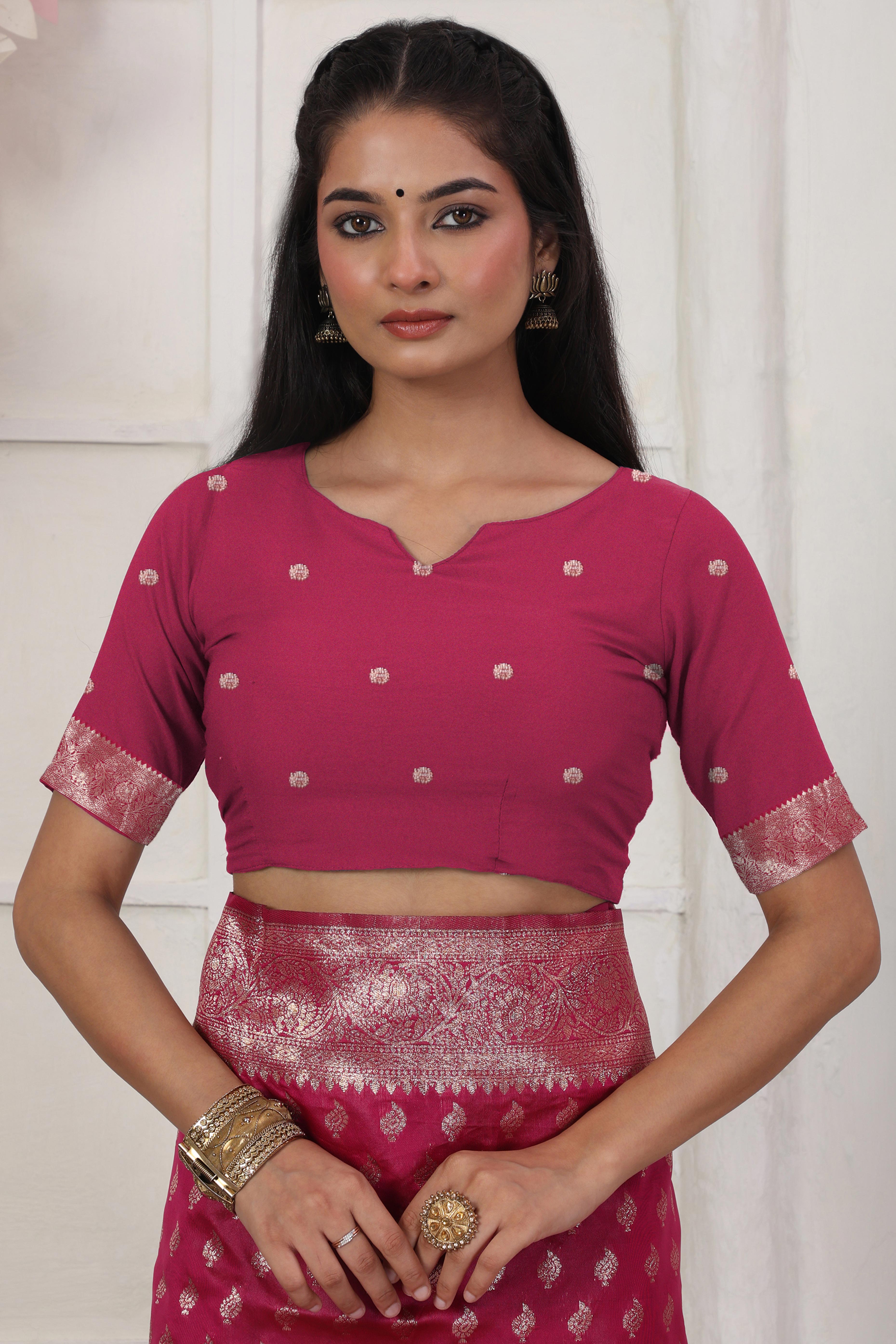 Pink Traditional Lichi Silk Blend Saree Enhanced With Floral Zari Weaving & Tassel Pallu