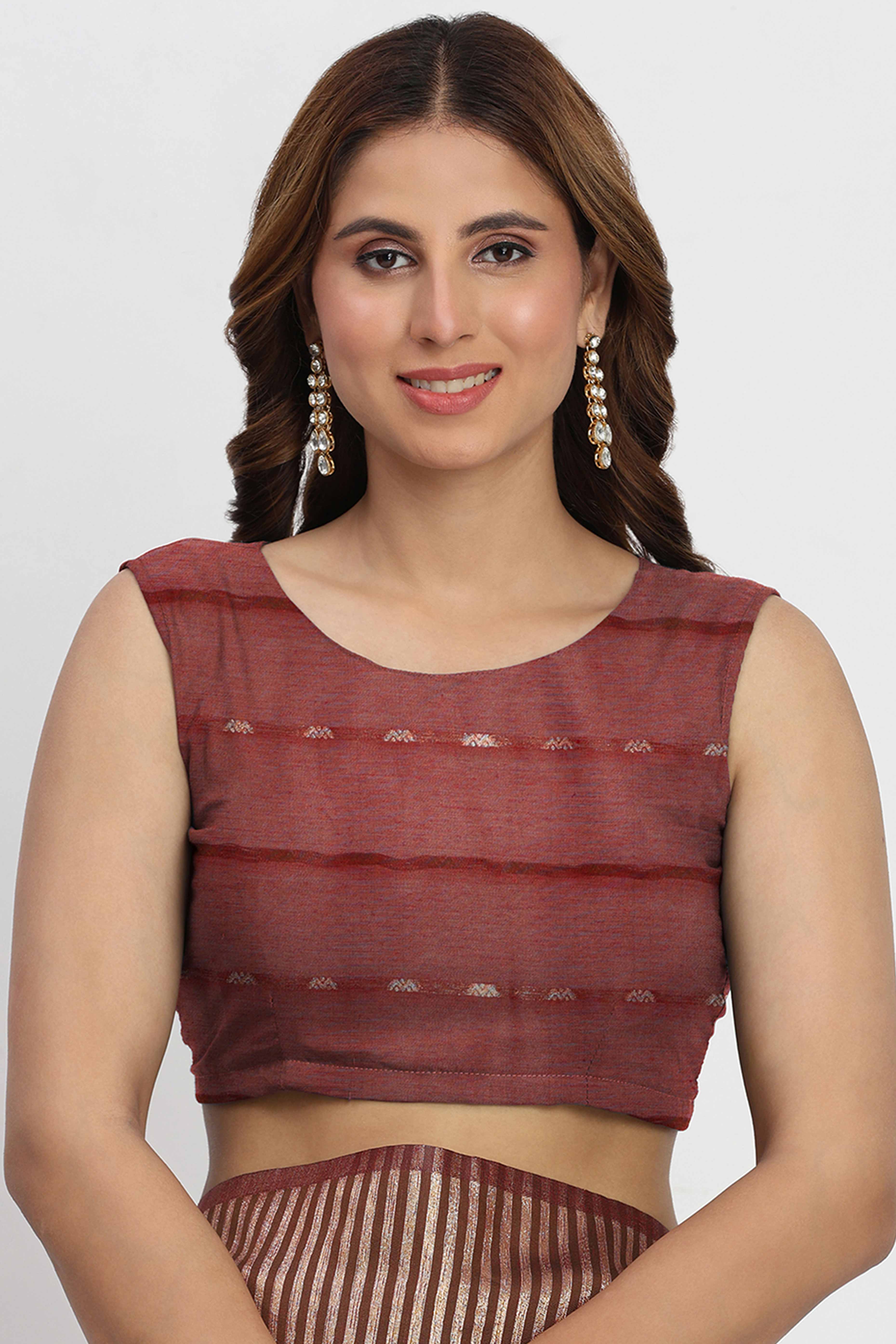 Linen Cotton Saree in Maroon Hue Featuring Rich Zari Weaving