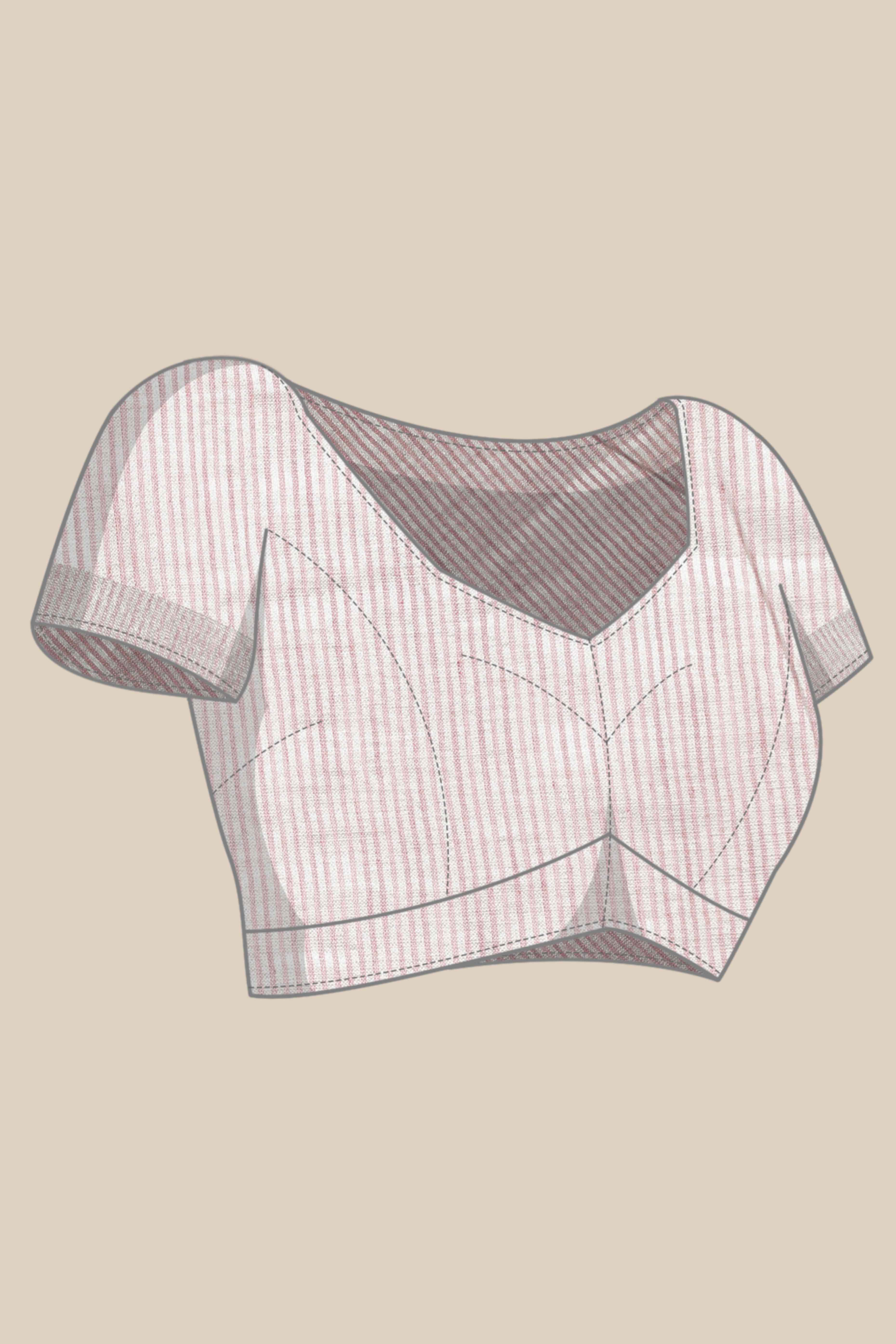 Dusty Mauve Linen Saree Adorned With Silver Zari Weaving Border & Pallu