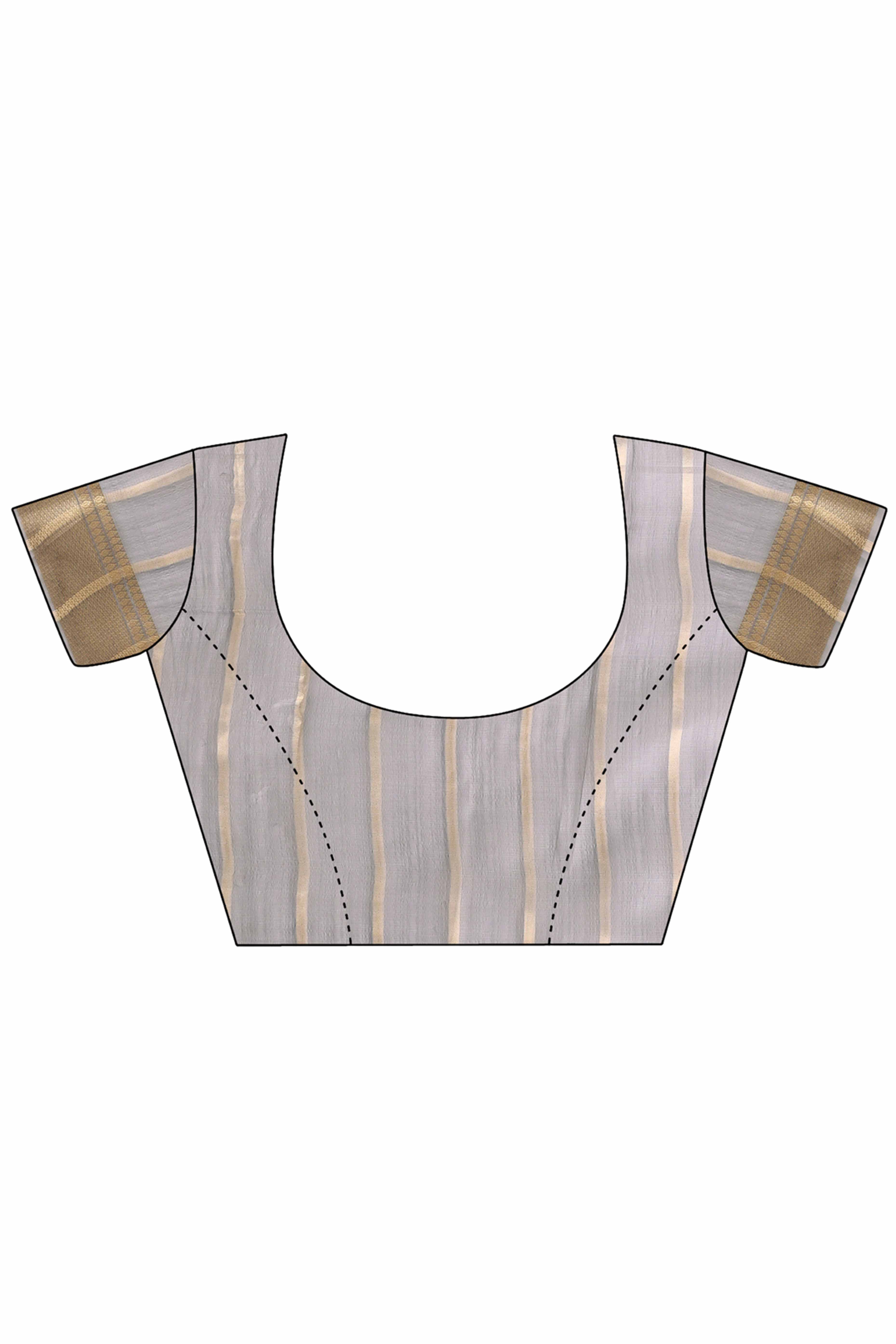 Grey Lightweight Organza Saree with Rich Zari Stripes Pattern