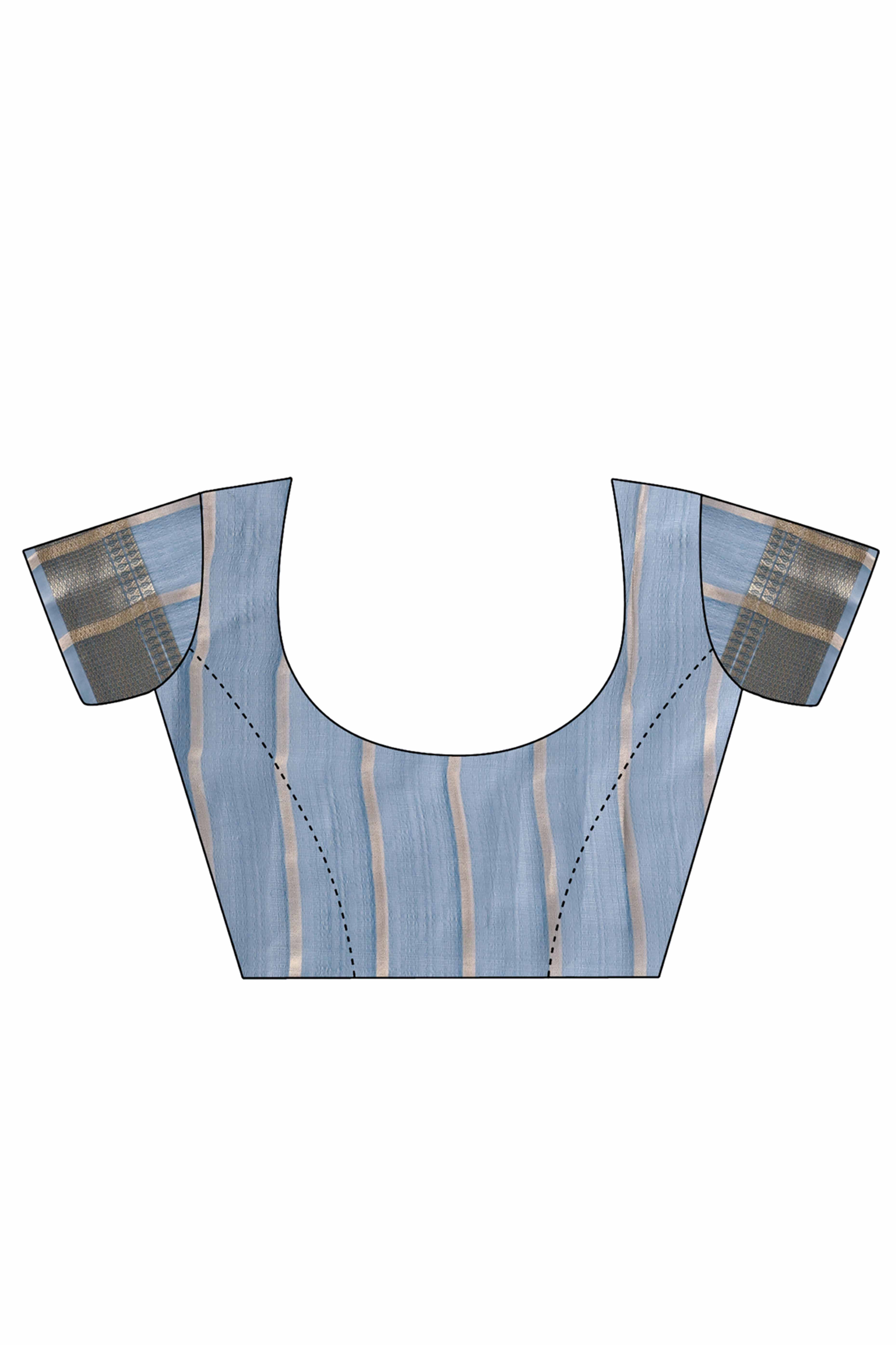 Sky Blue Lightweight Organza Saree with Rich Zari Stripes Pattern