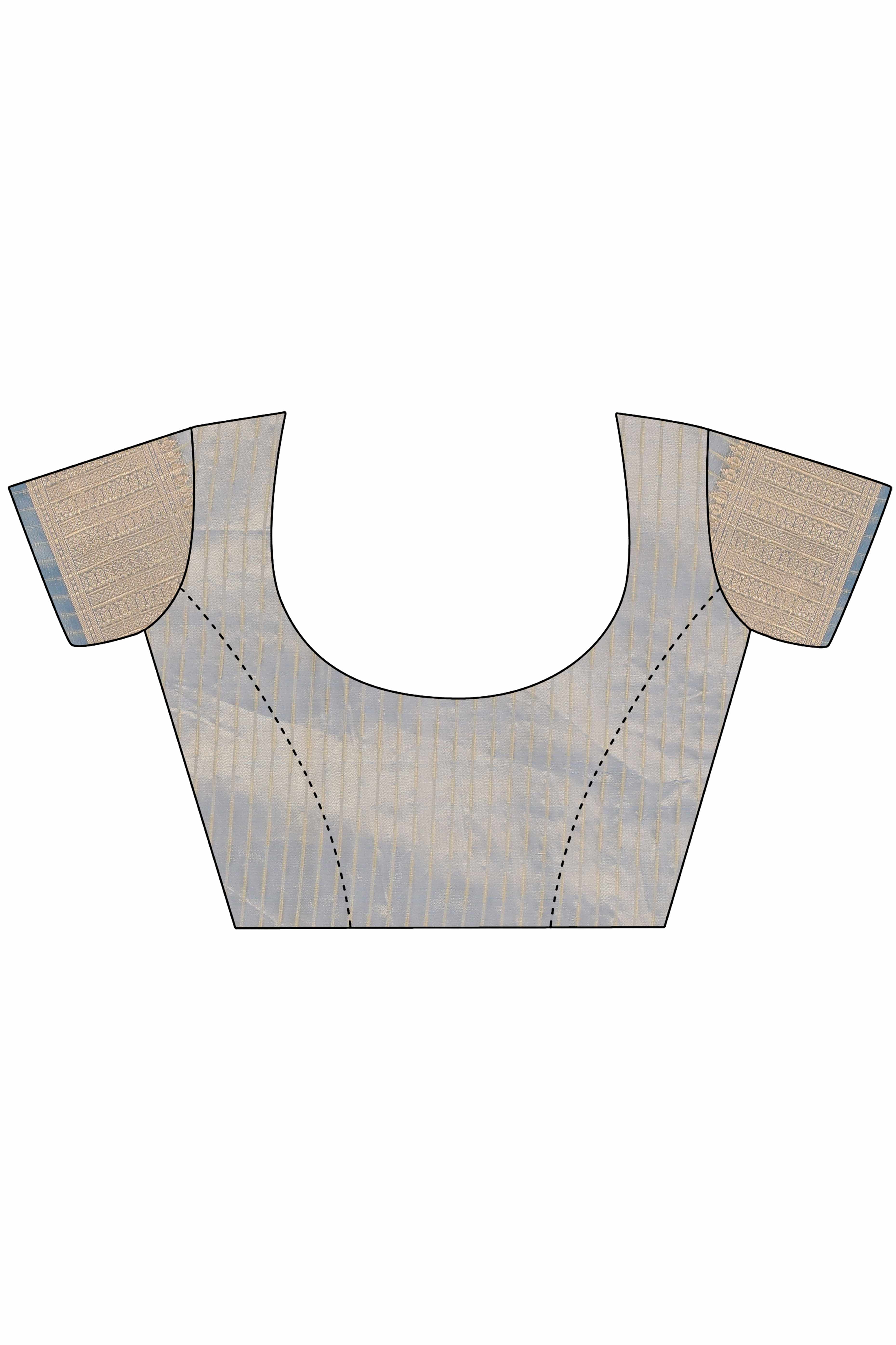 Greyish Blue Organza Solid Saree With Lustrous Zari Weave &  Delicate Tassels