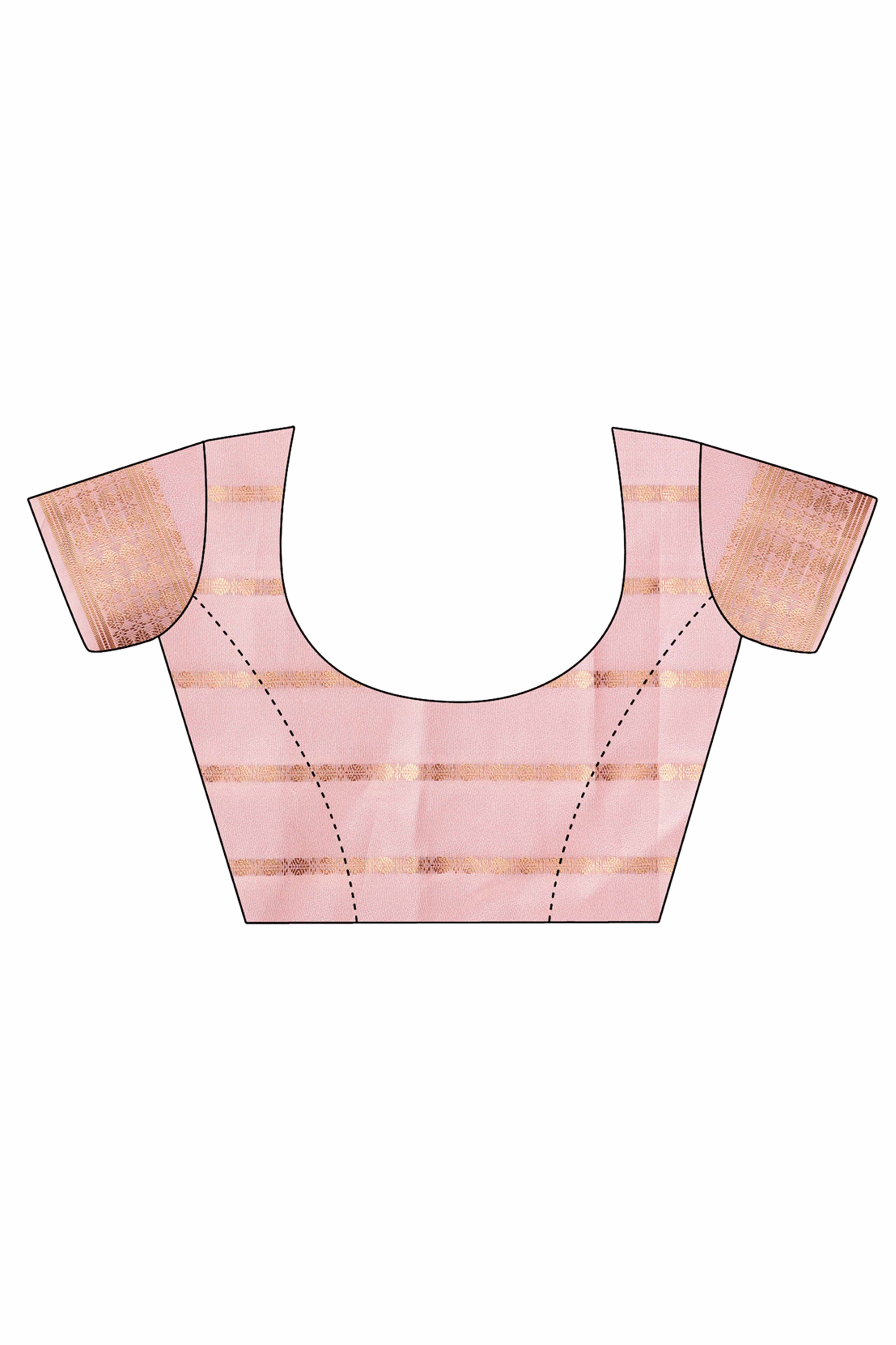 Peach Lightweight Organza Saree with Rich Zari Stripes Pattern