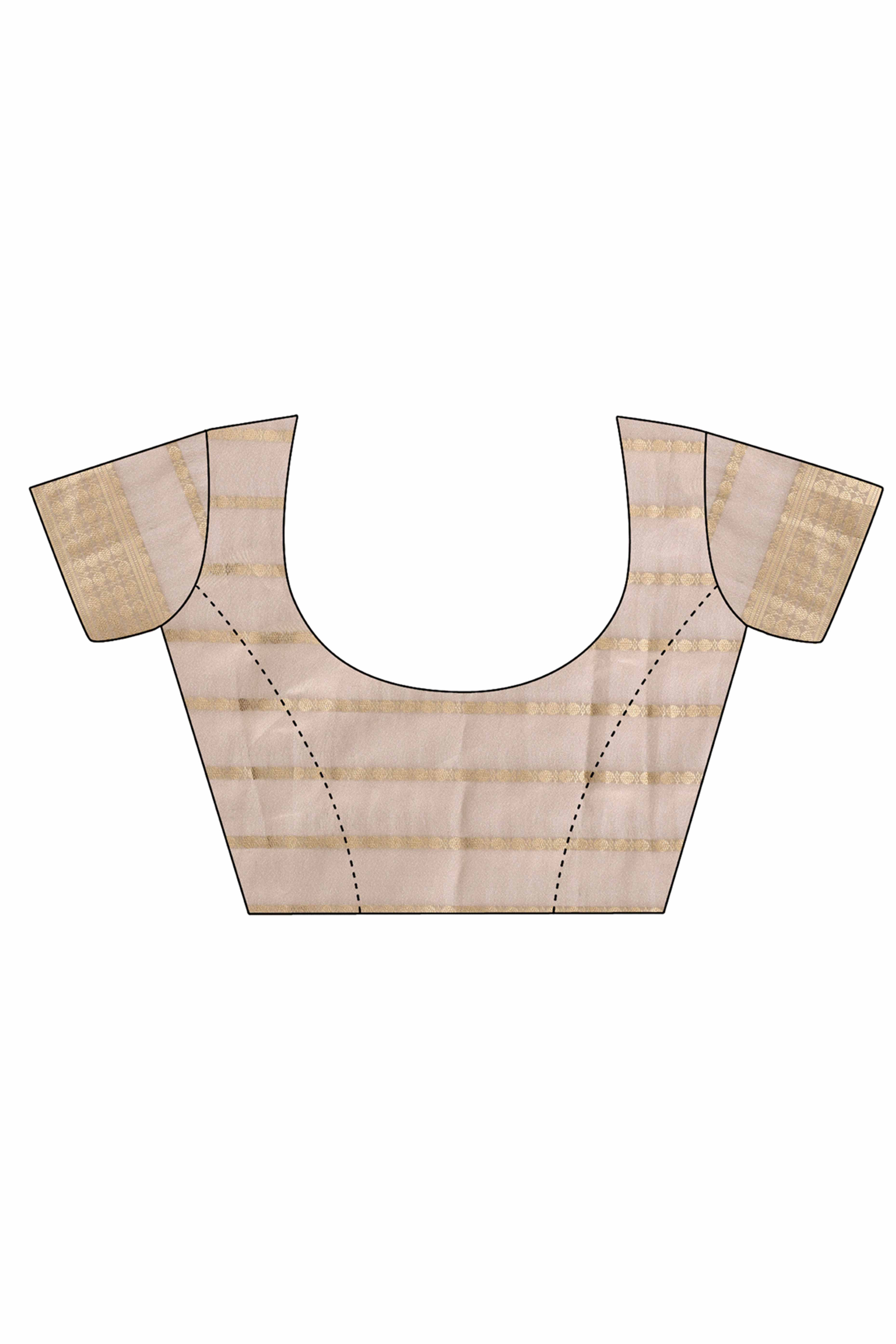 Cream Lightweight Organza Saree with Rich Zari Stripes Pattern