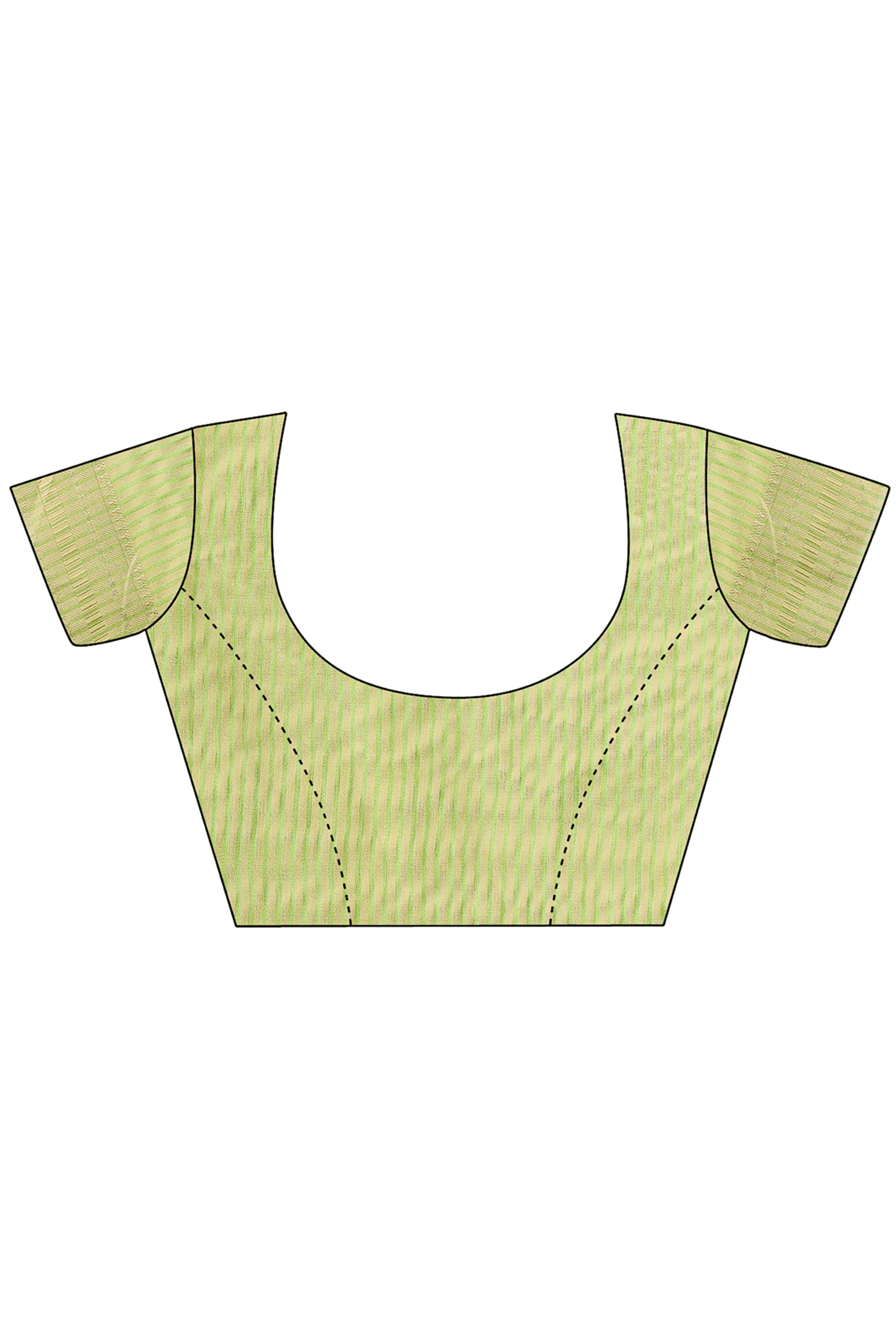 Green Organza Saree Adorned With Zari Weave & Tassel Edges