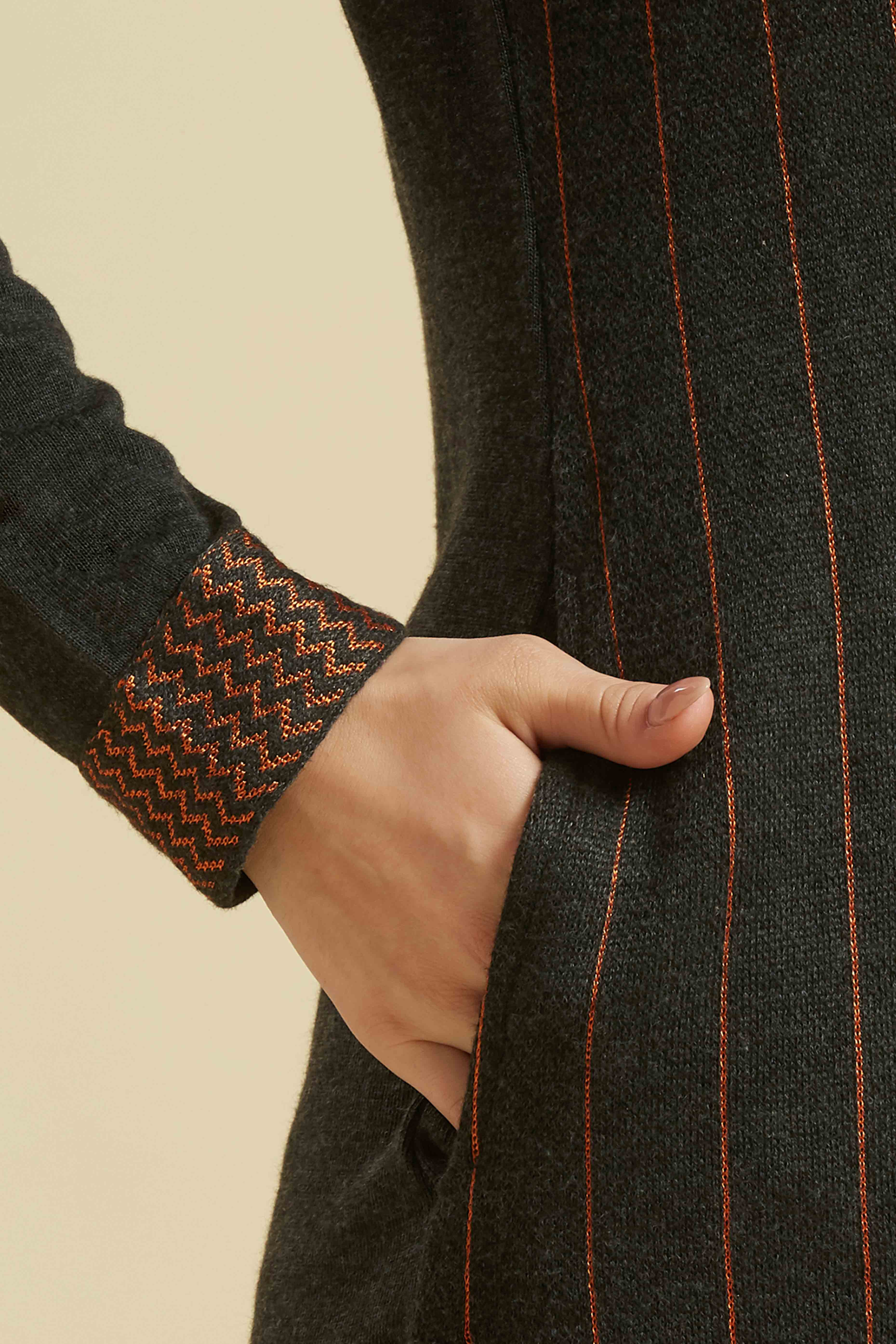 Grey Woolen Straight Kurti