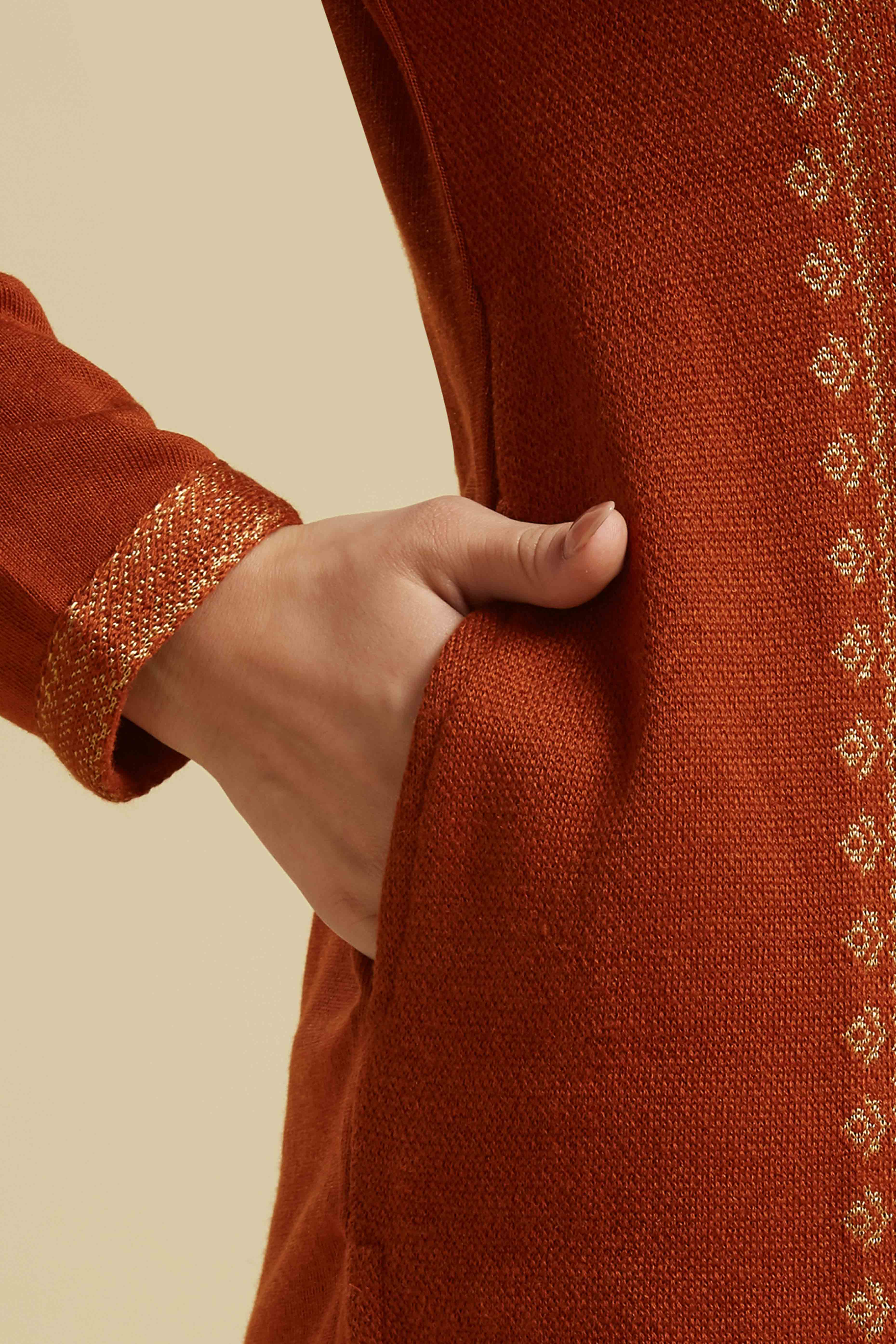 Dark Rust Woolen Straight Kurti