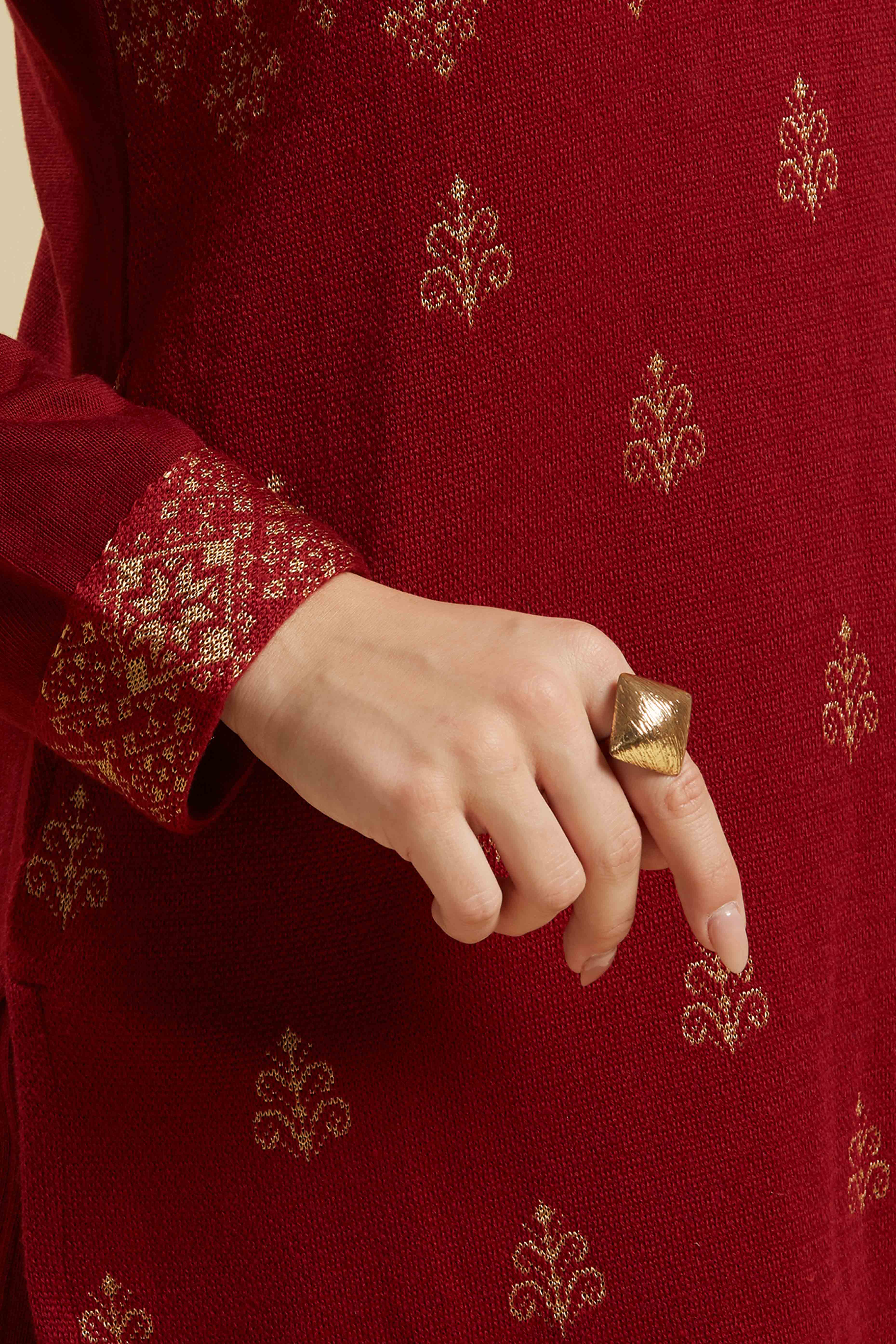 Maroon Woolen Straight Kurti