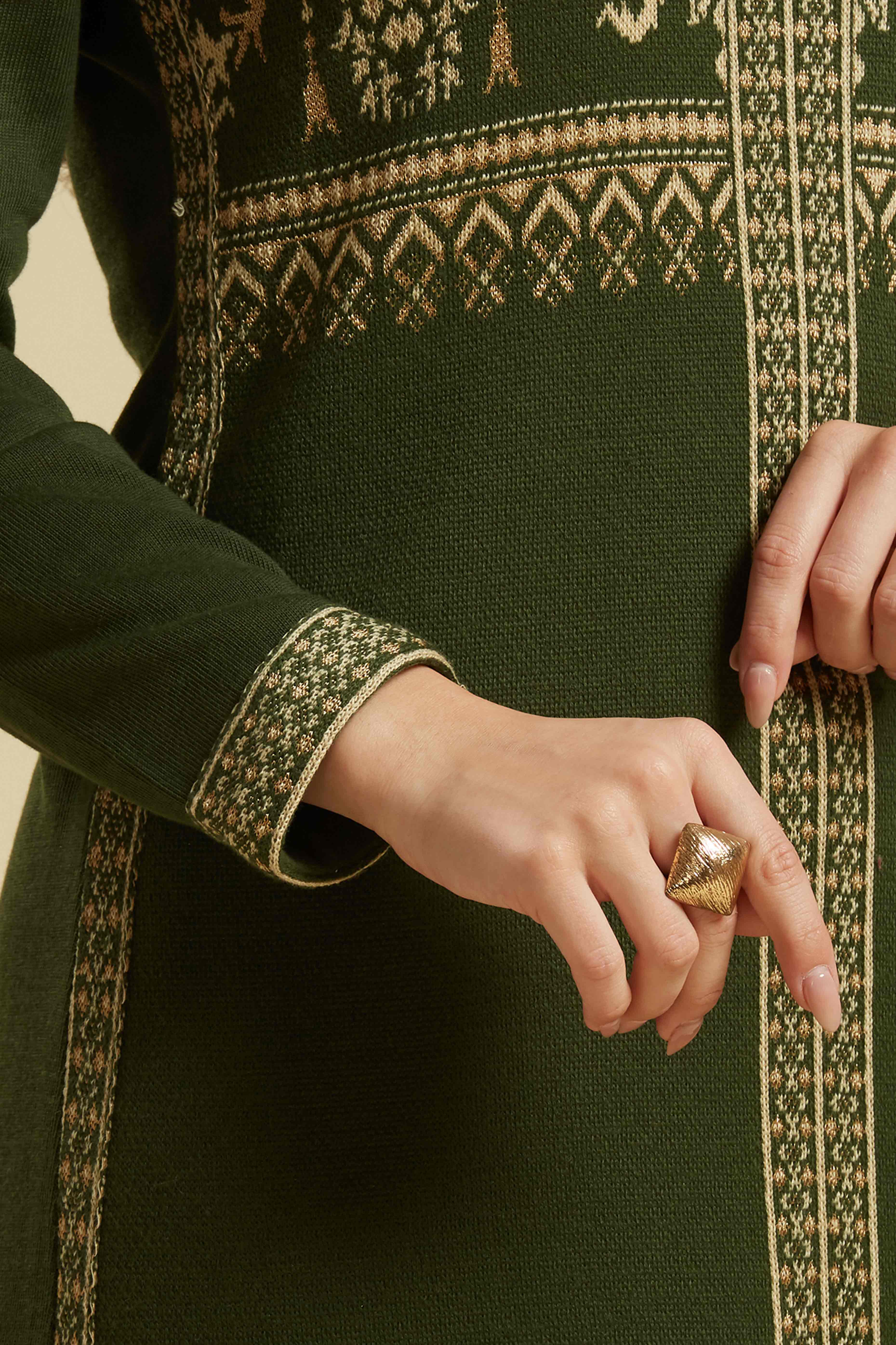 Mehandi Green Floral Woolen Salwar Suit