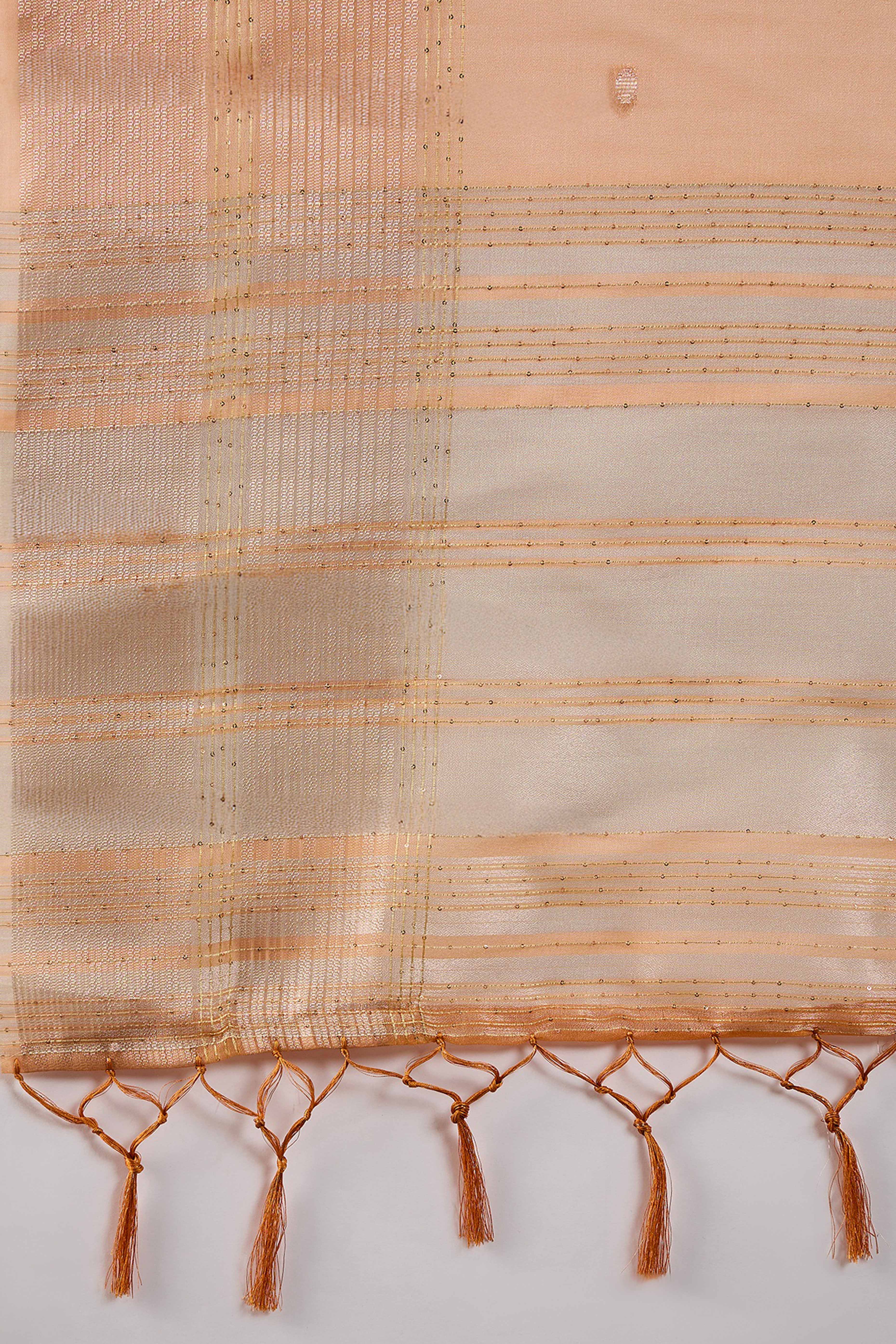 Orange Woven Khadi Organza Saree Embellished With Shimmering Sequins Work