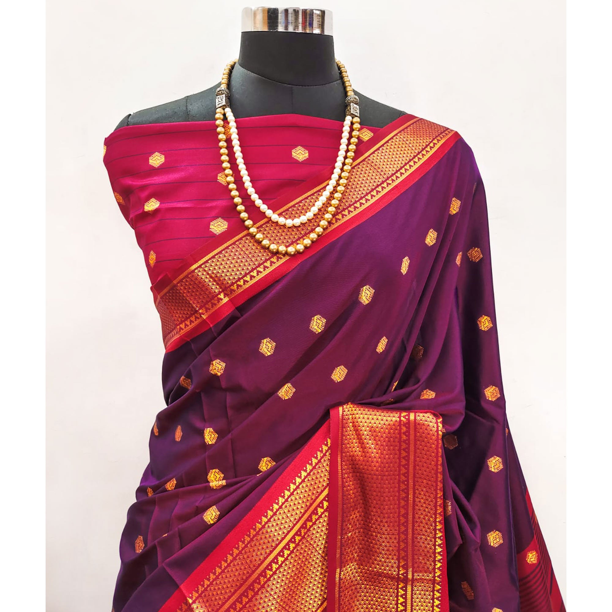 Purple Zari Woven Lichi Art Silk Saree With Tassels