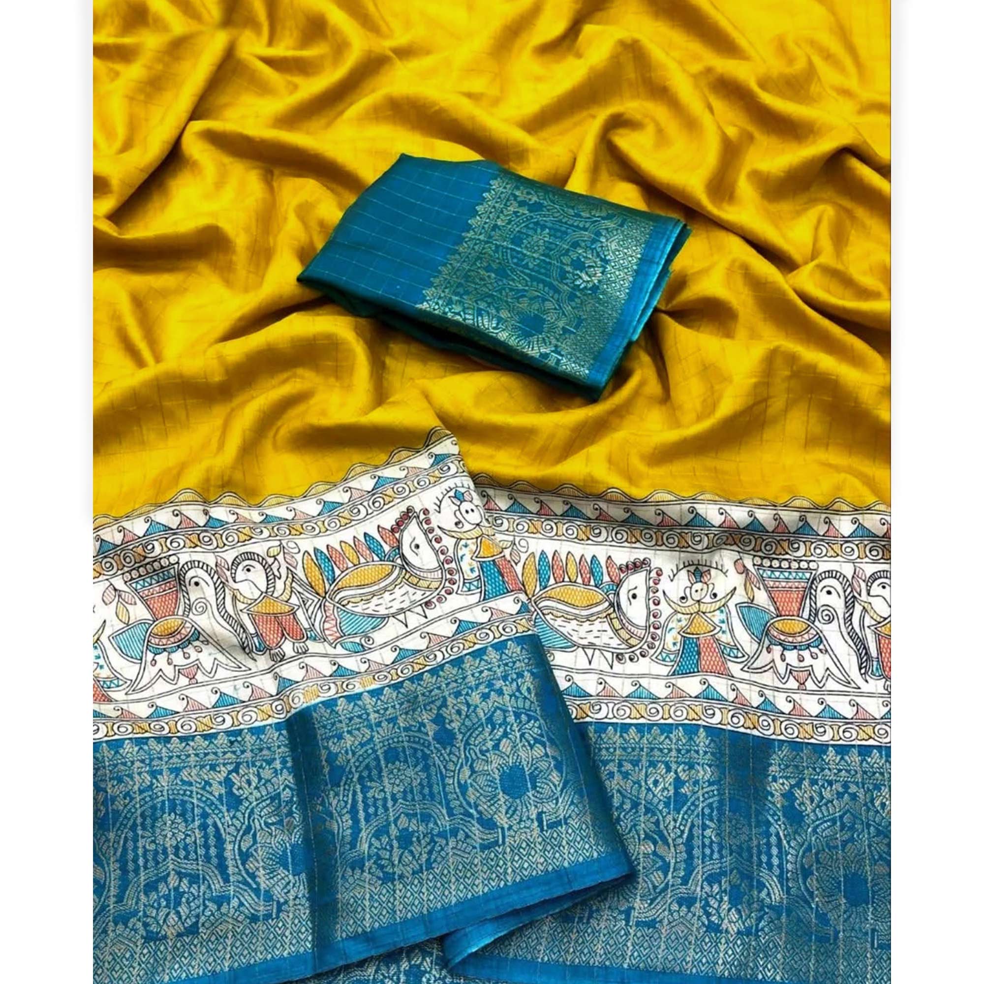 Yellow Weaving Dola Silk Saree With Zari Border