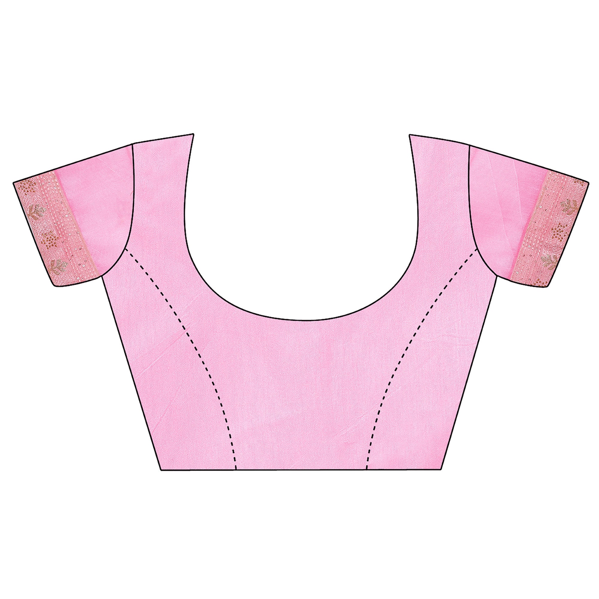 Baby Pink Zari Work Chiffon Saree