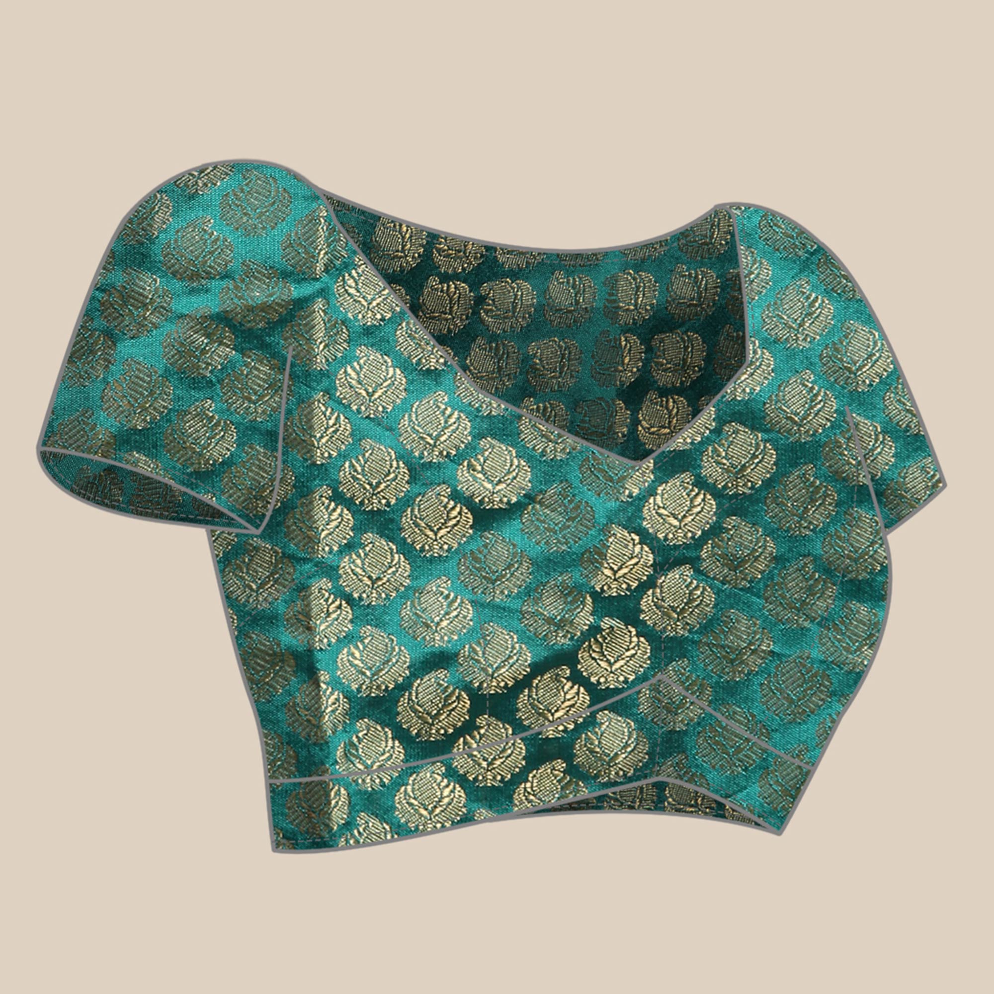 Rama Blue Solid Vichitra Silk Saree With Fancy Zari Border