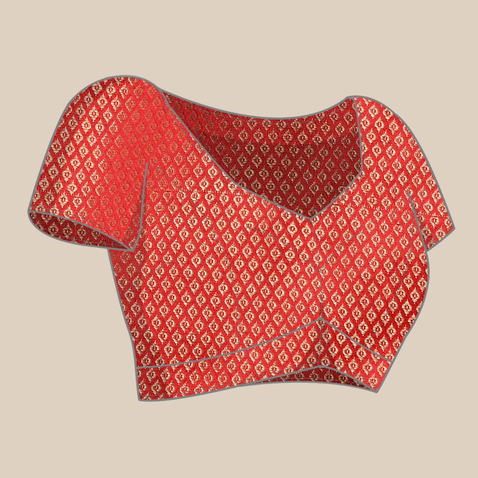 Red Swarovski Work Chiffon Saree With Zari Border