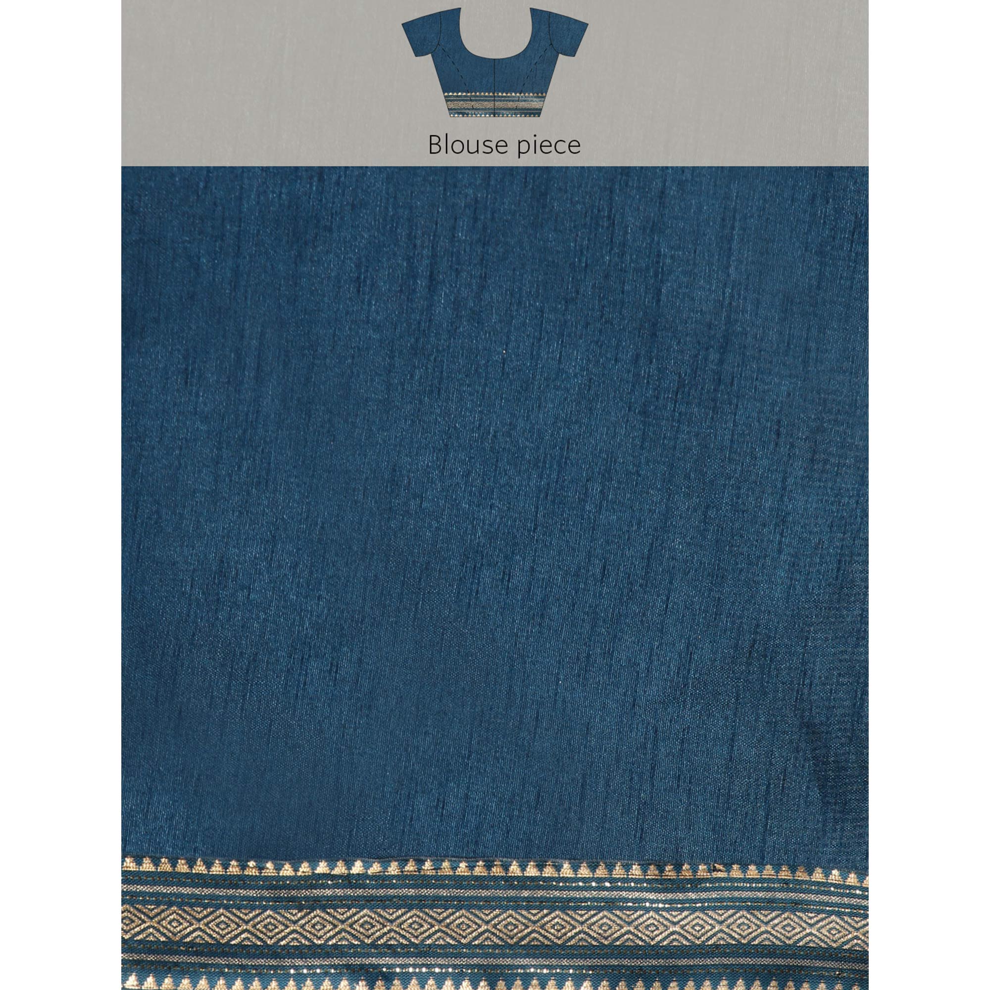 Blue Solid With Woven Border Chiffon Saree With Tassels