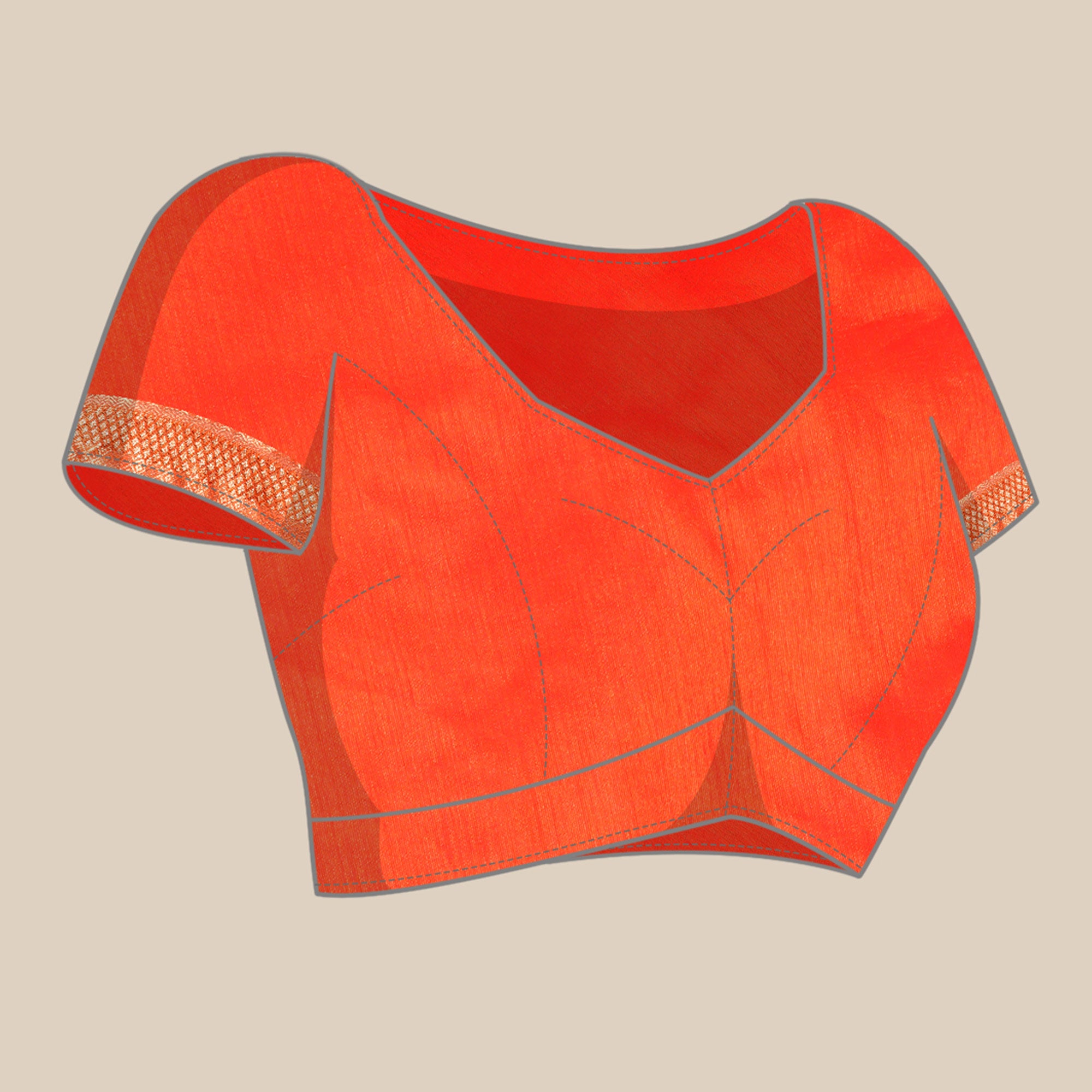 Orange Floral Printed Vichitra Silk Saree With Tassels