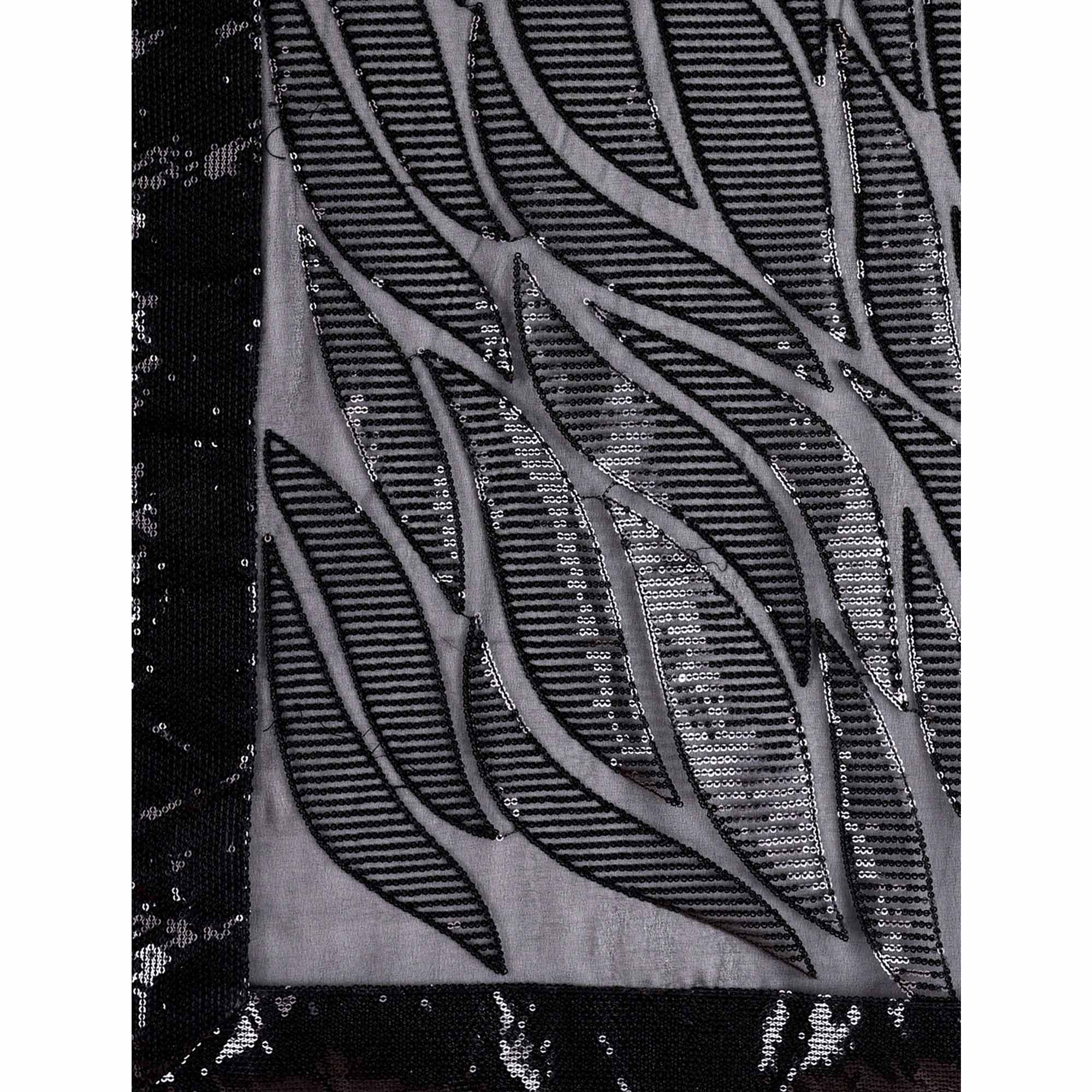 Black Sequin Embroidered Georgette Saree