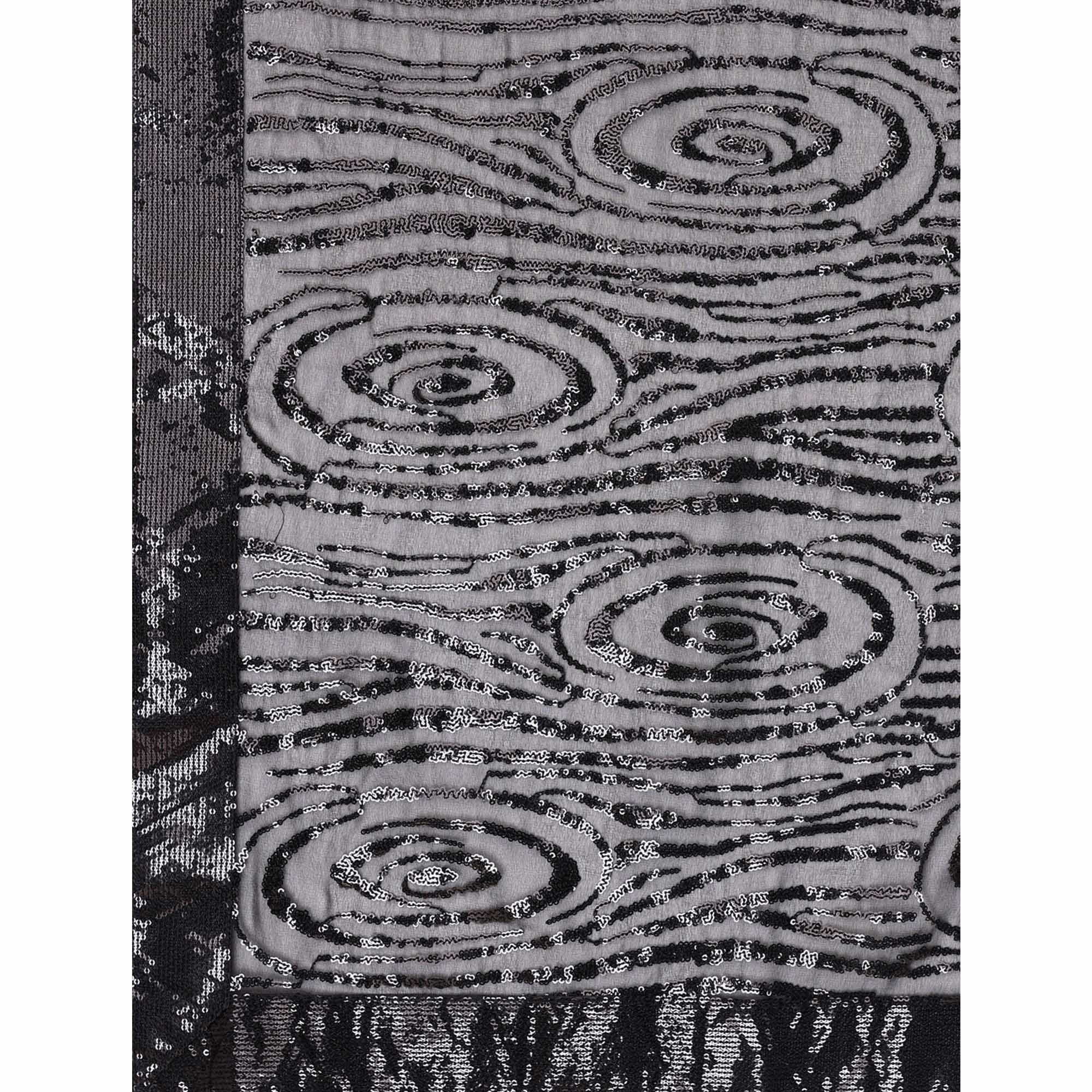 Black Sequin Embroidered Georgette Saree