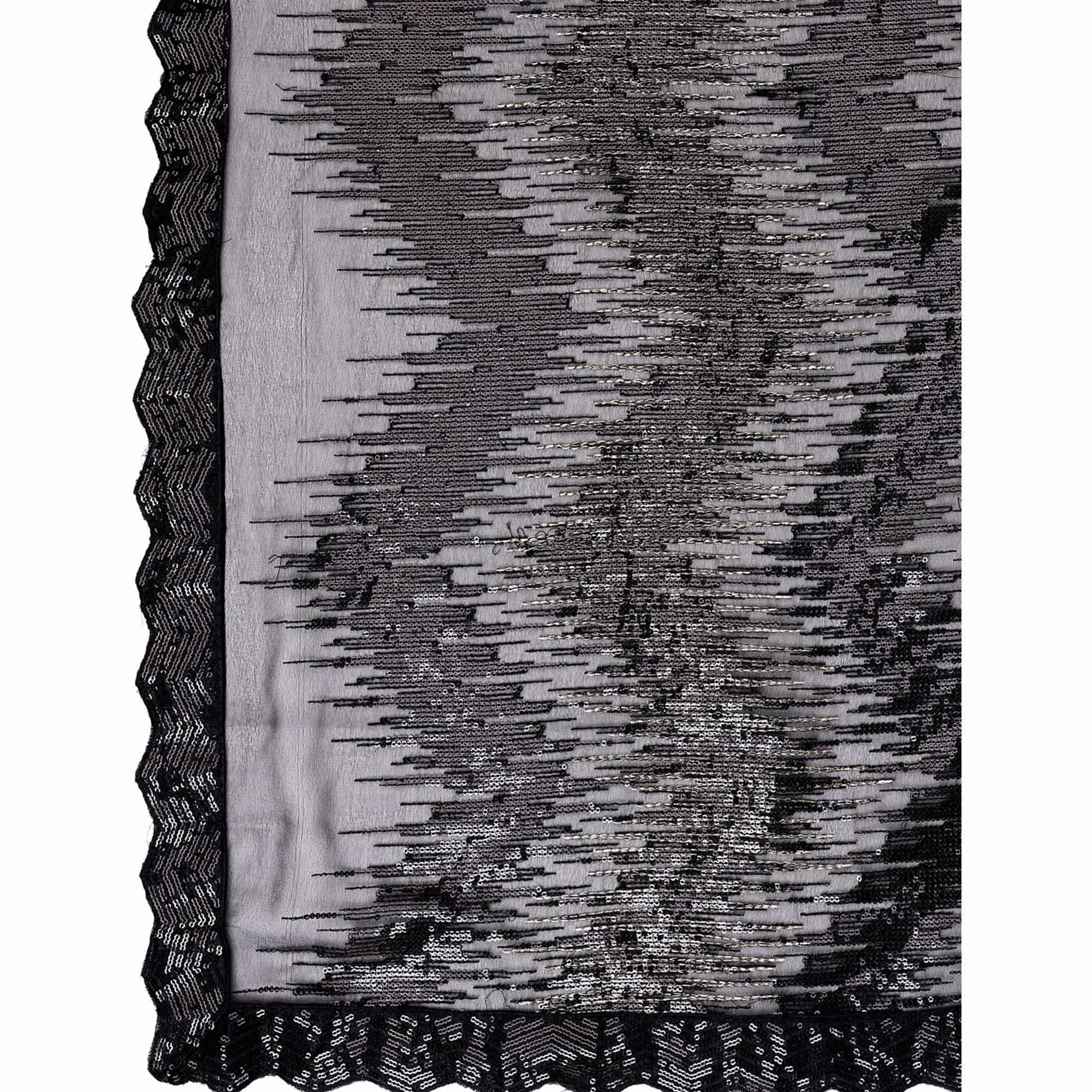 Black Sequin Embroidered Georgette Saree