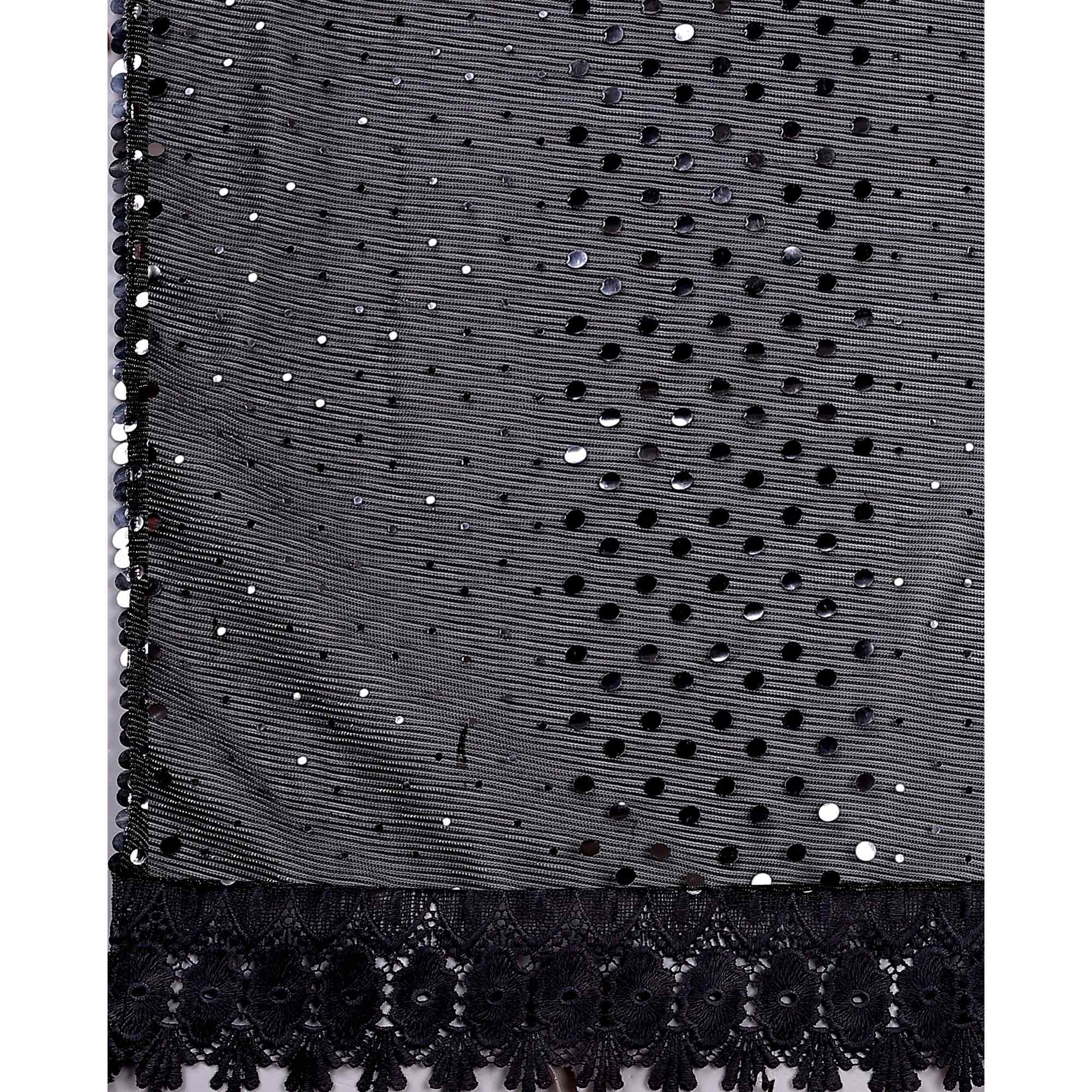 Black Sequins Embroidered Lycra Saree