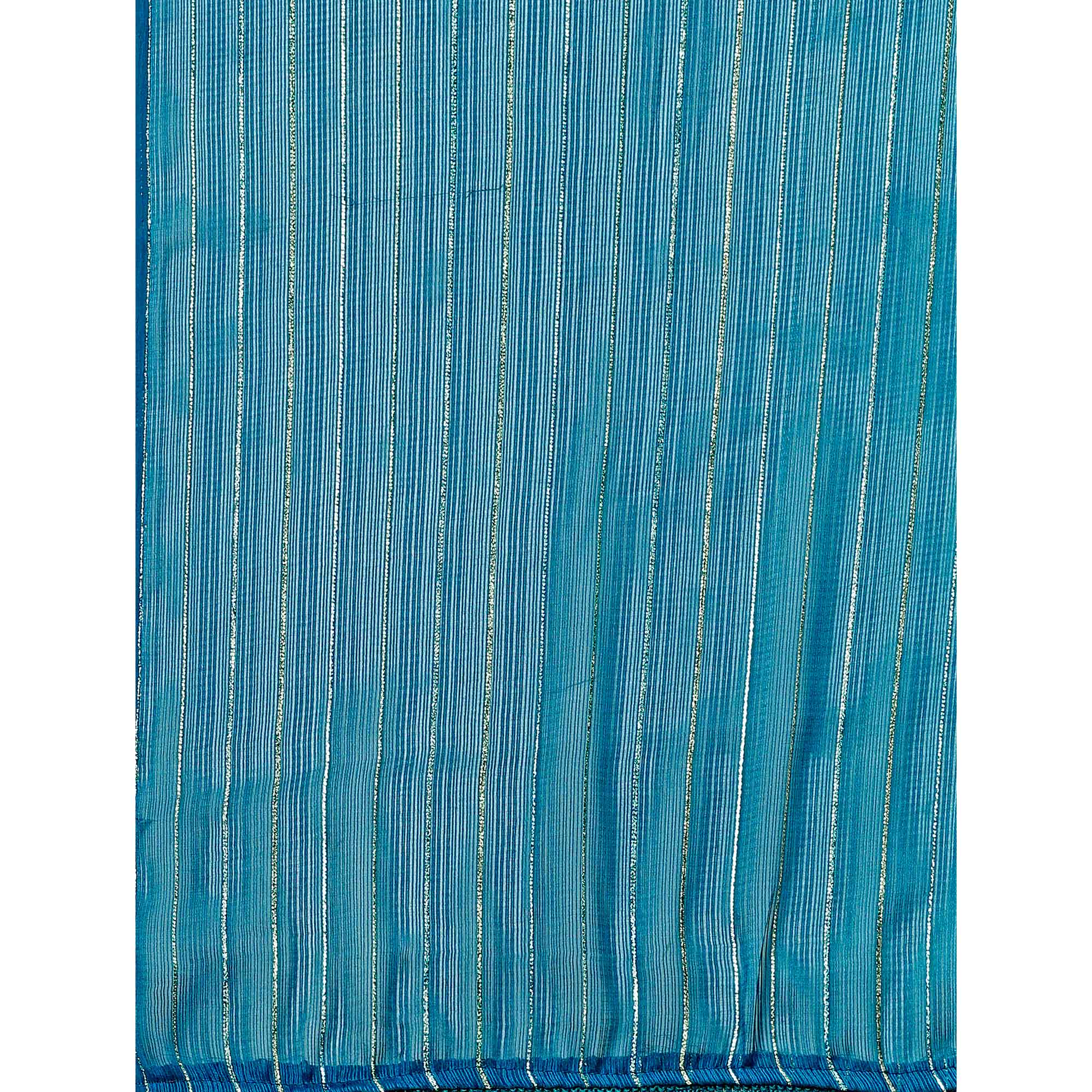 Blue Zari Woven Chiffon Saree